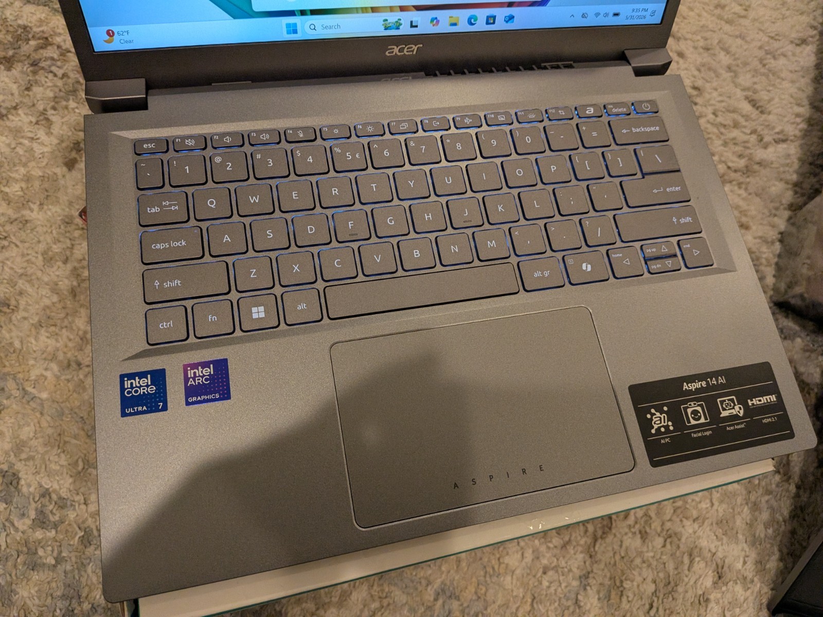 Acer Aspire 14 AI Core Ultra 7 258V 32GB 1TB SSD ARC 140V Graphics