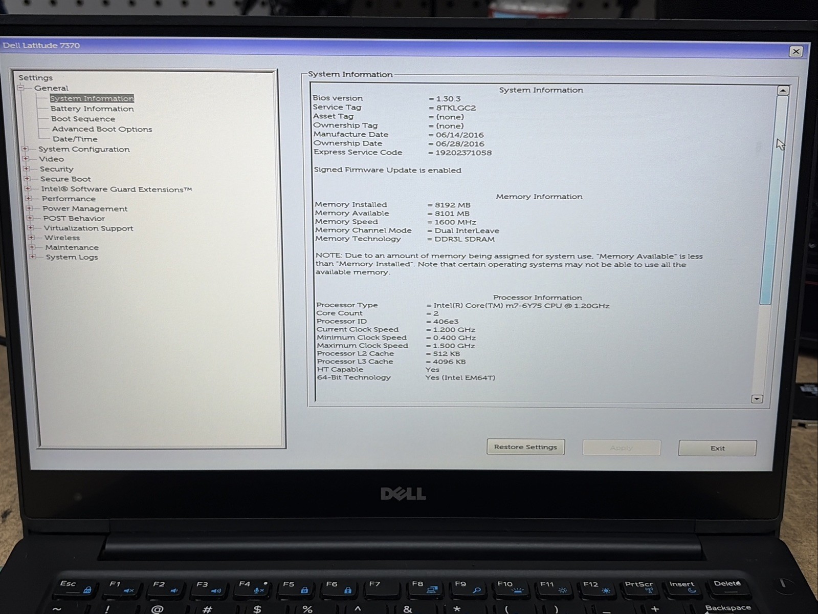 Dell Latitude 7370 13.3″ QHD+ m7-6Y75 8GB RAM No OS/SSD