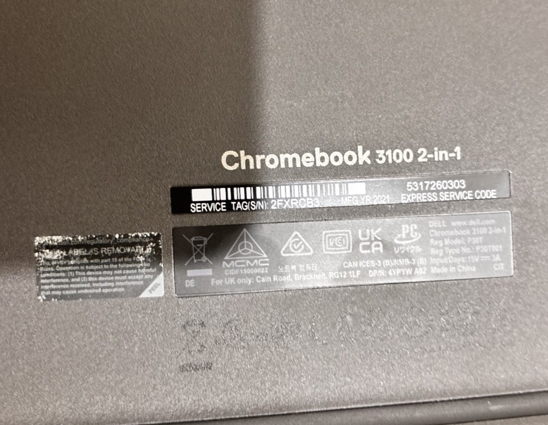Dell Chromebook 3100 2-in-1 Touchscreen Laptop Tested Working Good Condition No