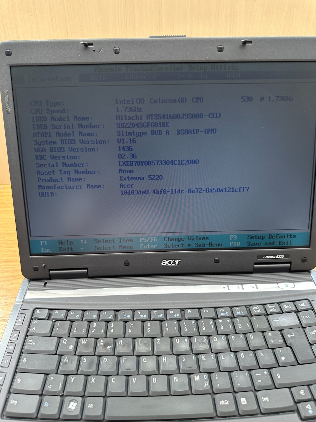 Acer Extensa 5220 @ 15.4 ” Intel Celeron 1.73GHz 80GB HDD 2GB RAM Laptop