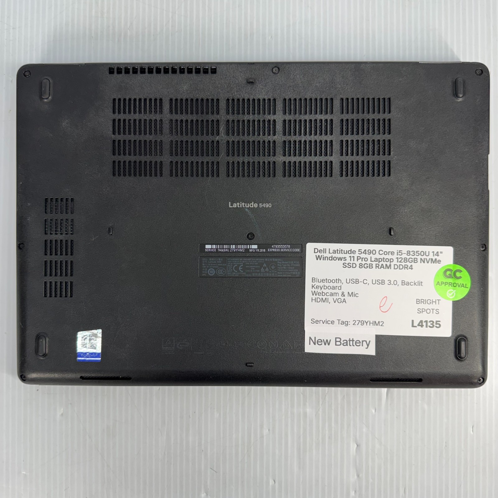 Dell Latitude 5490 i5-8350U 14″ Windows 11 Pro Laptop 128GB SSD 8GB RAM *WEAR*