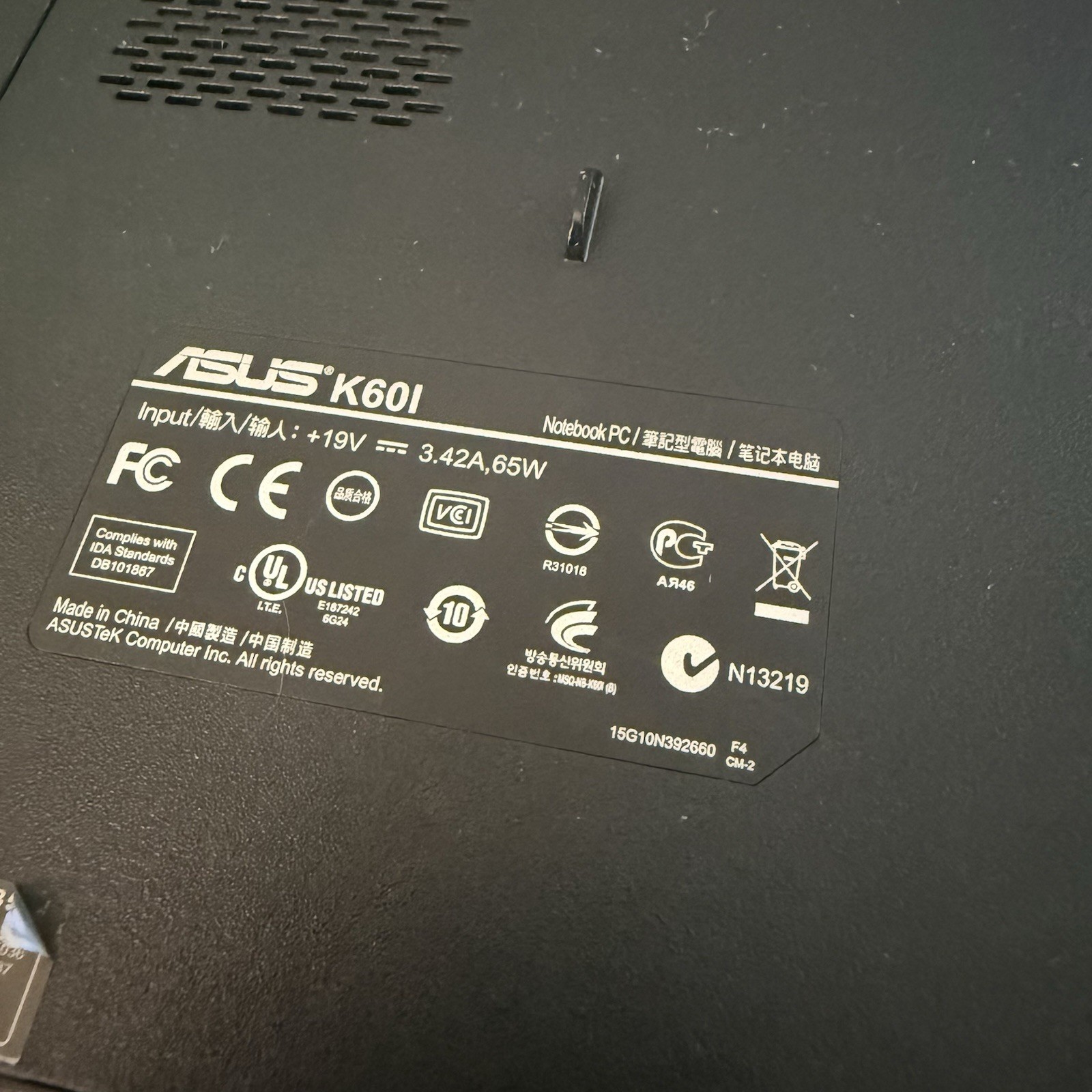 ASUS NOTEBOOK PC Model AR5B95 Works * DOES NOT HOLD CHARGE*