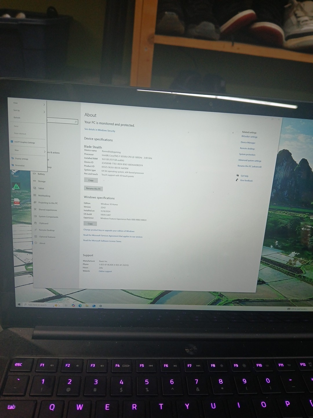 razor blade stealth 14 , 16gb ram, intel corei7 8th gen