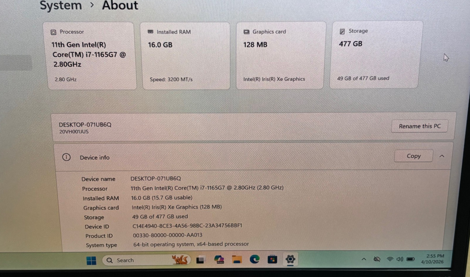 Lenovo ThinkPad L13 Gen 2 13.3″ Touch Intel i7-1165G7 16GB 512GB SSD Windows 11