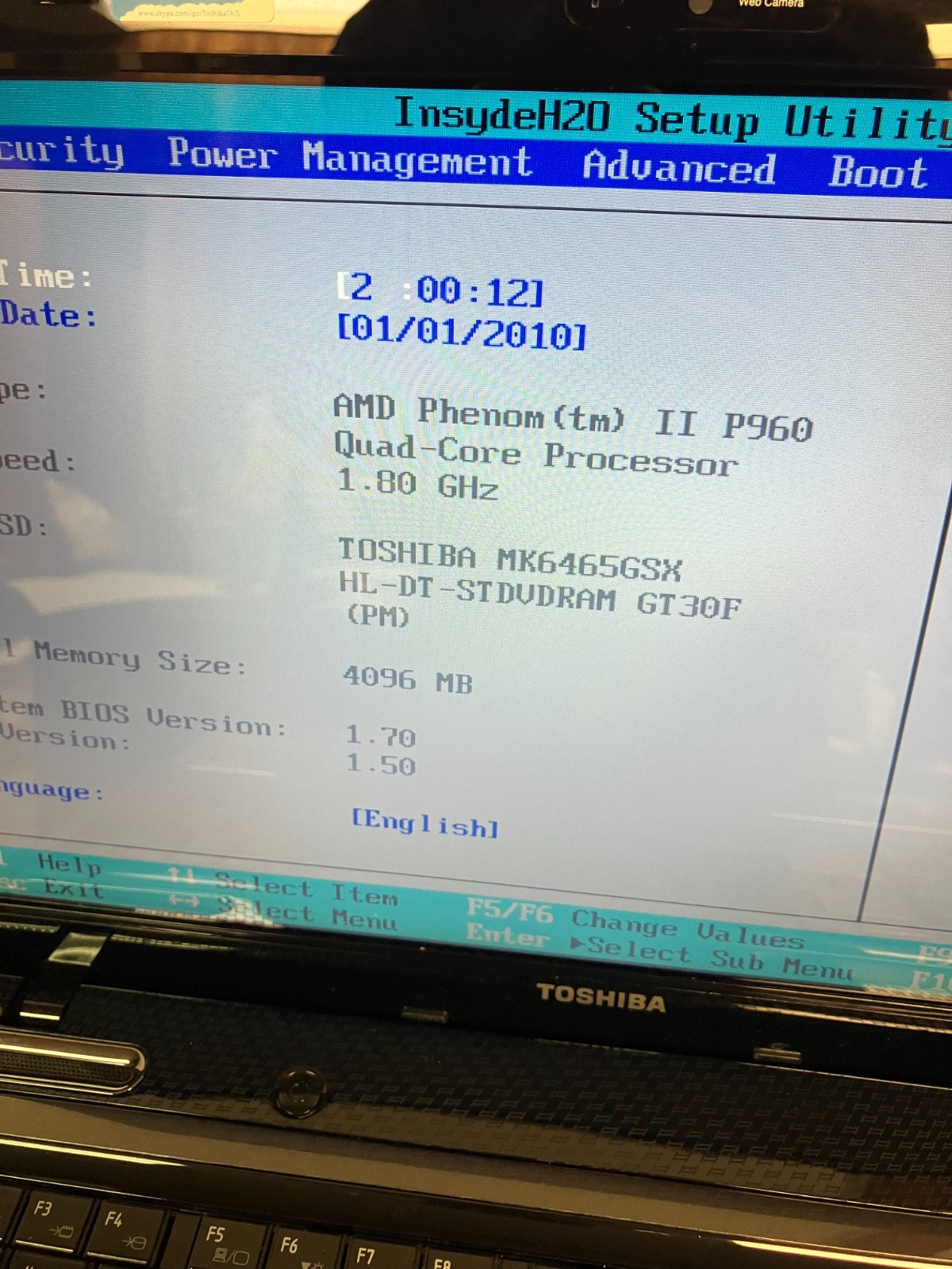 Toshiba Satellite L655D-S5109 AMD PHENOM II P960 4gb mem 500 GB HDD FOR PARTS