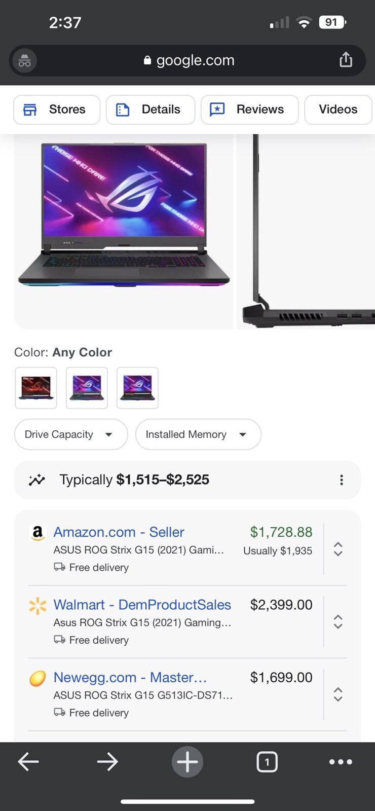 ASUS ROG Strix G15 G513QR-AS98 15.6″ Laptop AMD Ryzen R9-5900HX 1TB RTX 3070