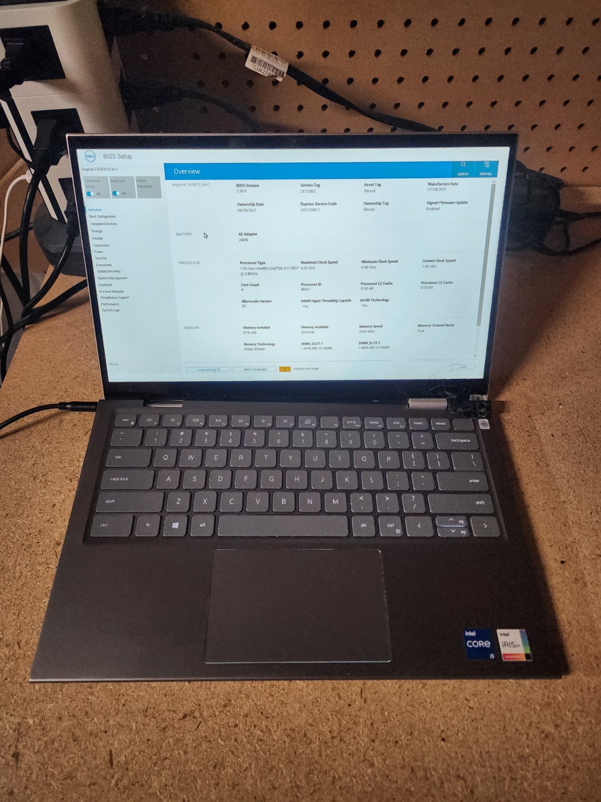 Dell Inspiron 14” 5410 2 in 1 i5-1135G7 2.4GHz 8GB RAM No HDD/OS Damaged