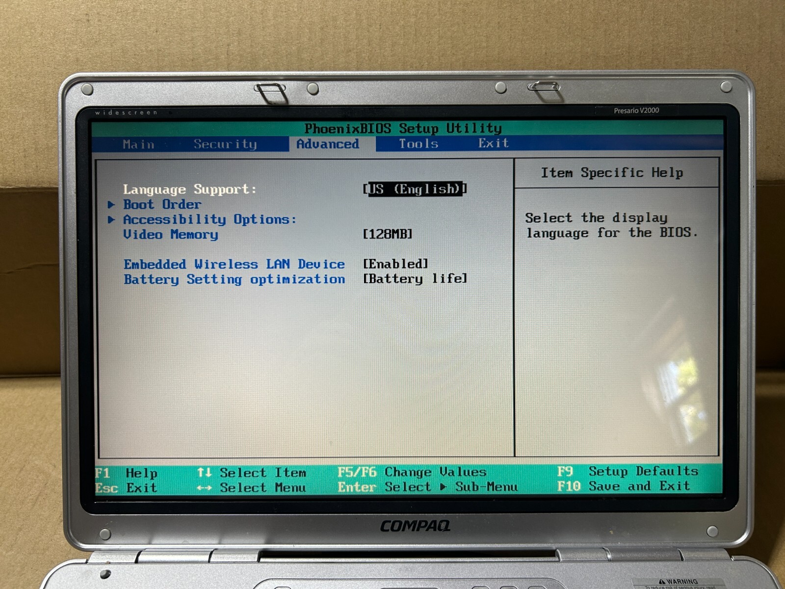Used – Parts – Vintage Compaq Presario V2000 Laptop – AMD Sempron – 512MB RAM