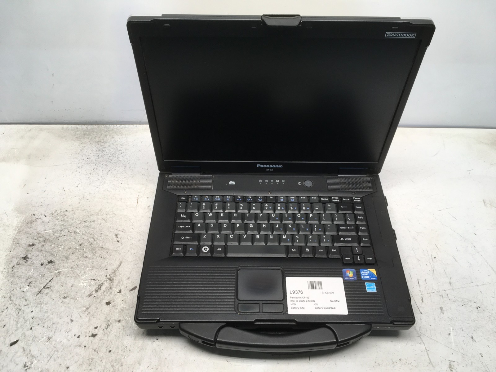 Panasonic CF-52 Intel i3-330M 2.13GHz No RAM NO HDD No Batt