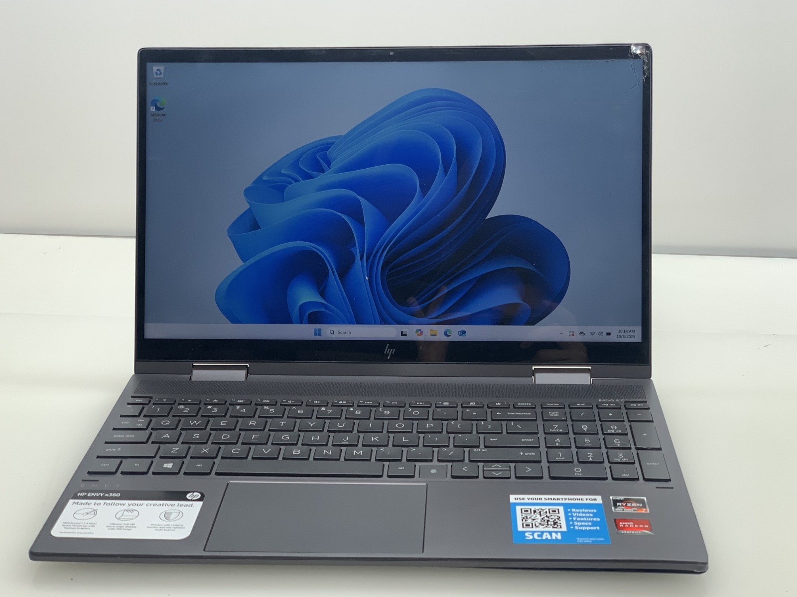 HP ENVY X360 AMD RYZEN 7 4700U@2GHz 8GB RAM 512GB NVMe W11H TOUCH WAC *READ
