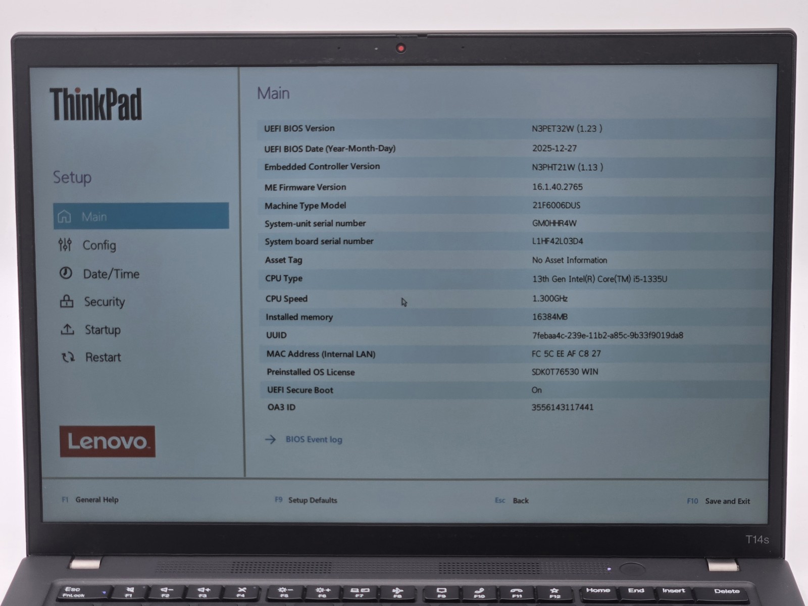 Lenovo ThinkPad T14s Gen 4 14″ FHD+ I5-1335U 512GB 16GB W11P Backlit FPR WNTY