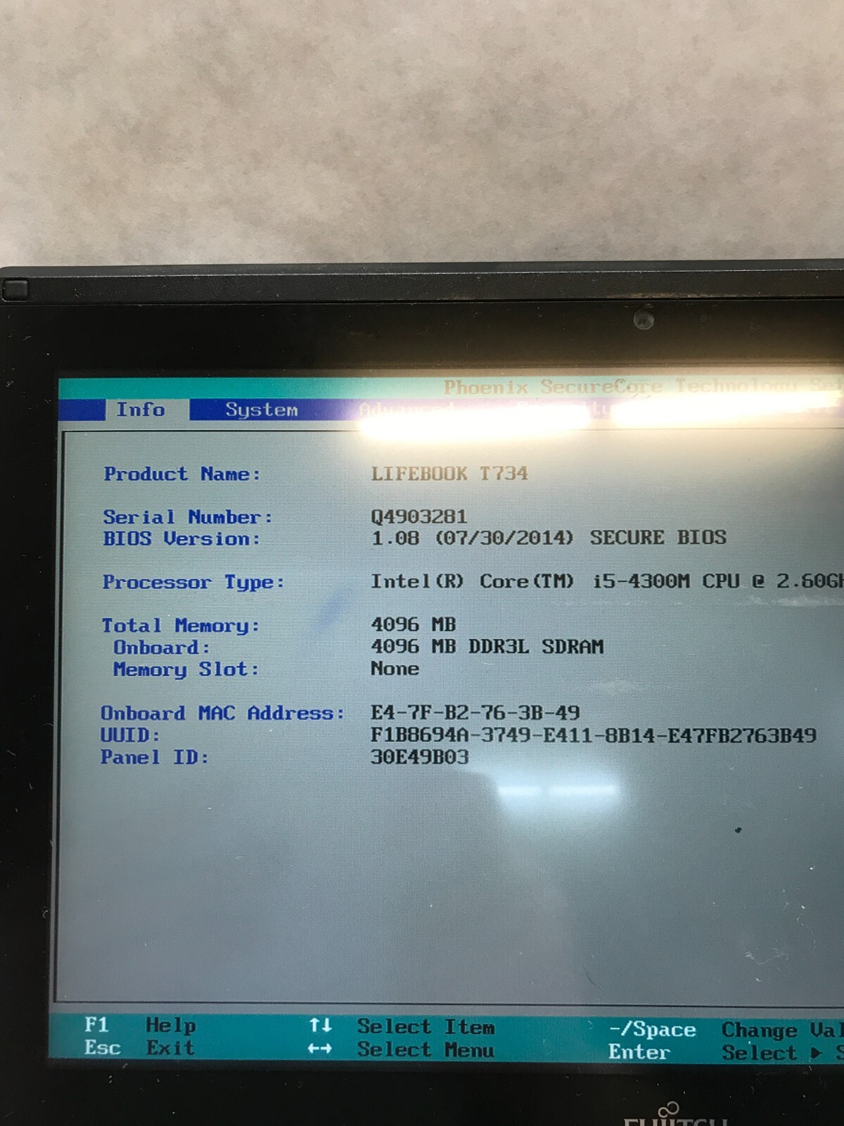 Fujitsu LifeBook T734 12.5″ Laptop Intel i5-4300M 2.6GHz 4GB RAM NO HDD NO OS DW