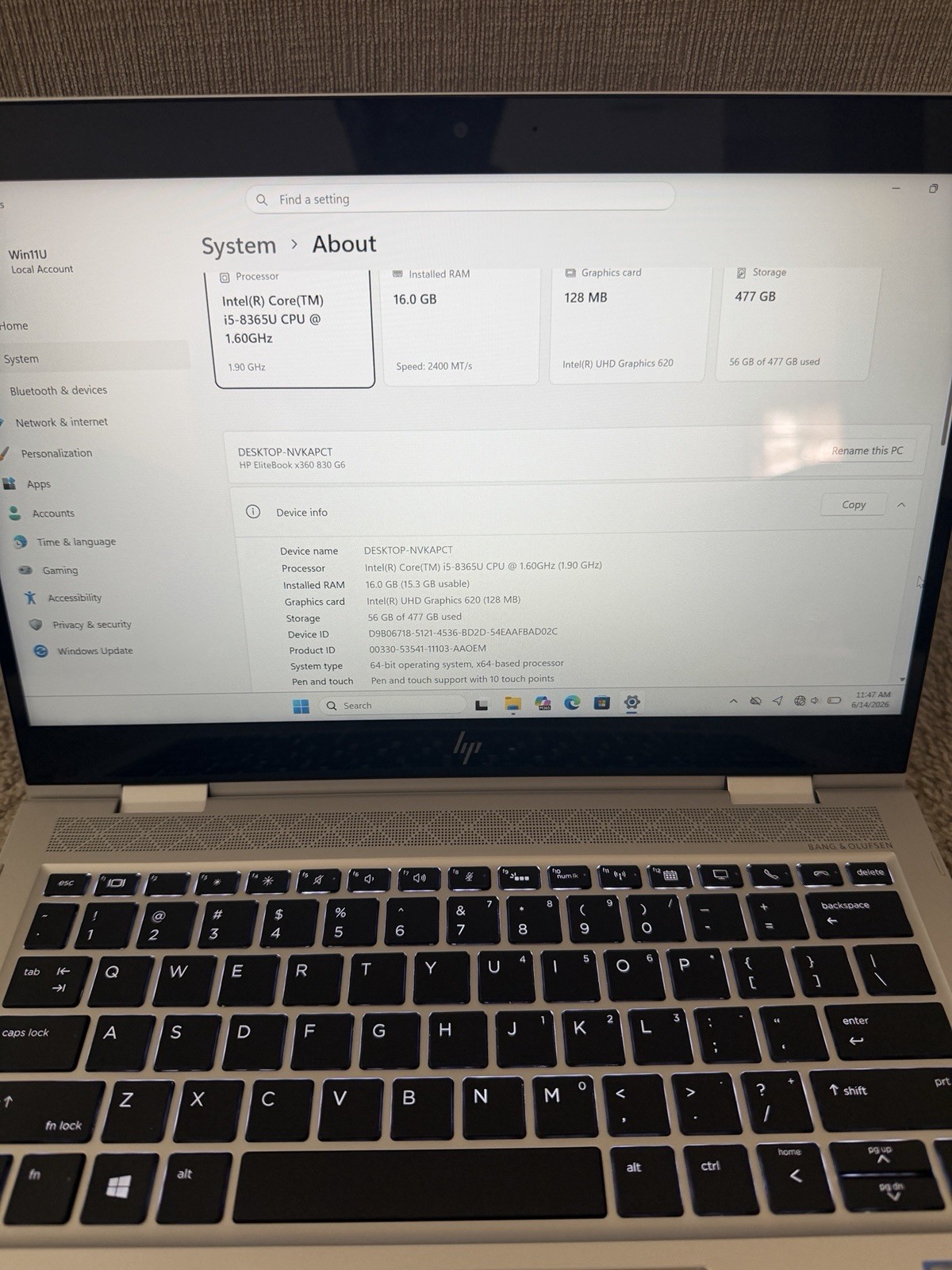 HP ELITEBOOK X360 830 G6 CORE i5 16GB RAM 512GB SSD TOUCHSCREEN