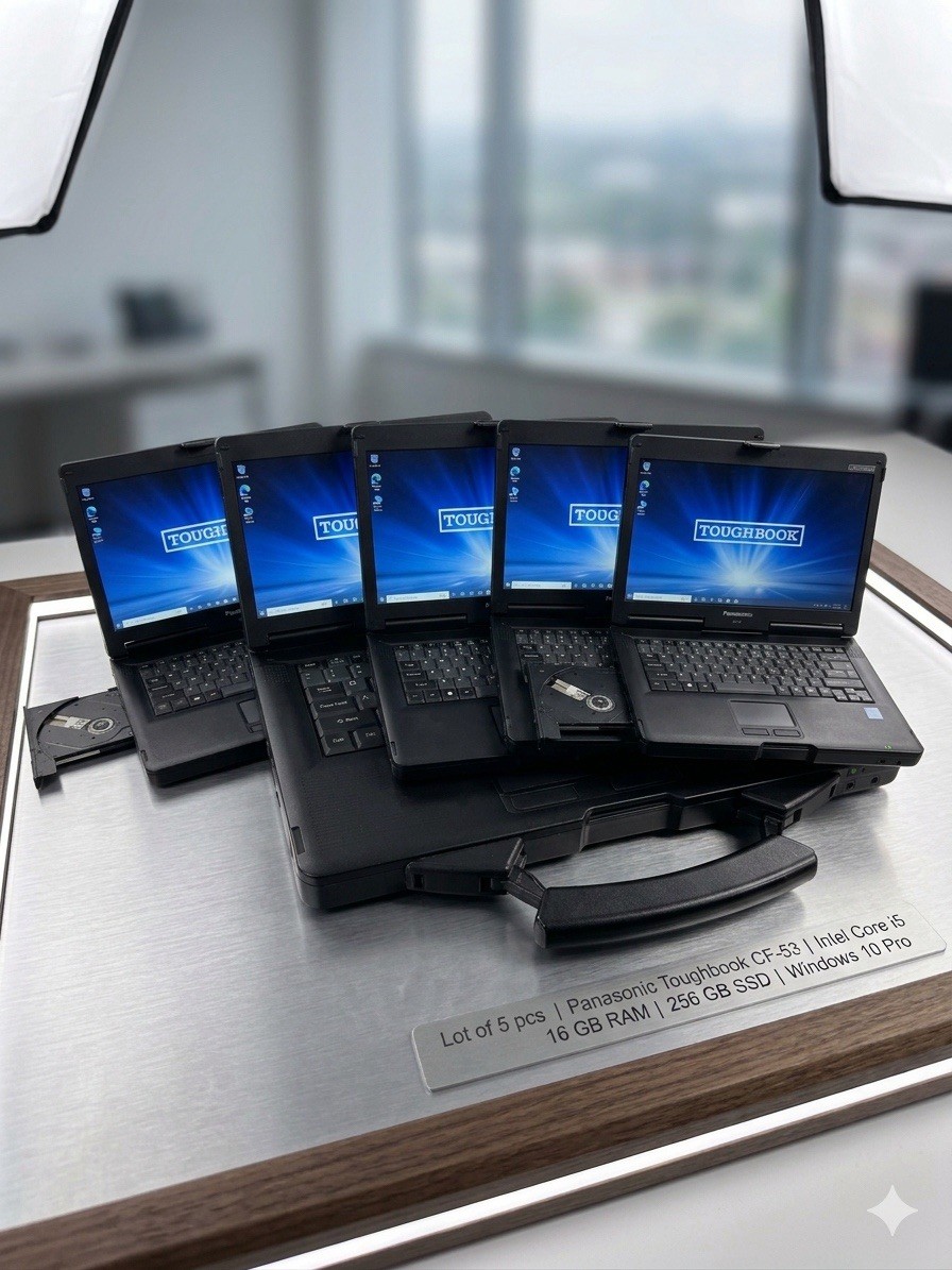 5 X Panasonic CF-53 Tough Book I5 4310 2.00 GHz 16 GB RAM 512 GB SSD Wind 10 P