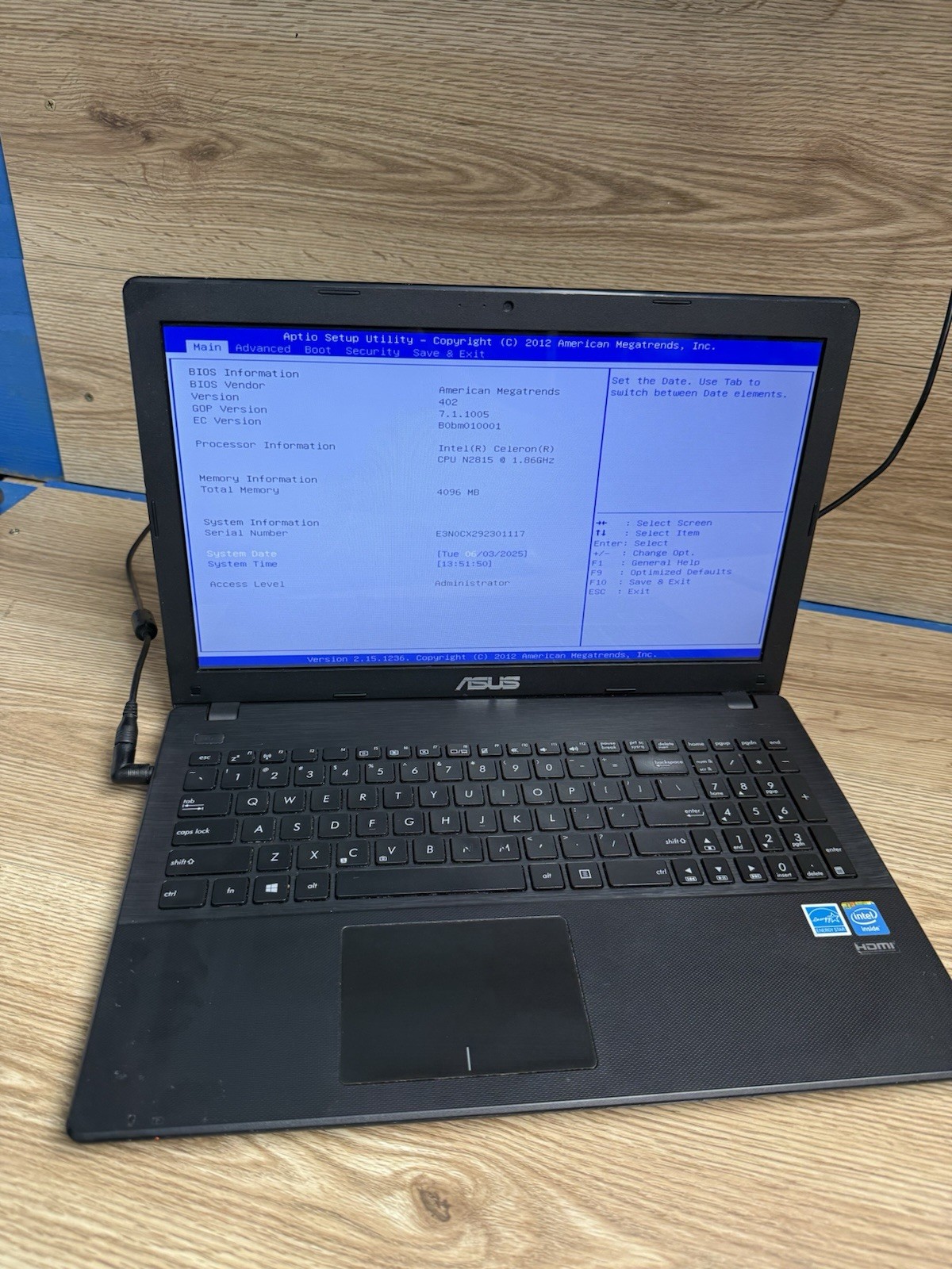 ASUS D550M 15.6″ Intel Celeron N2815 1.86GHz 4GB RAM No Ssd/power Supplier #3