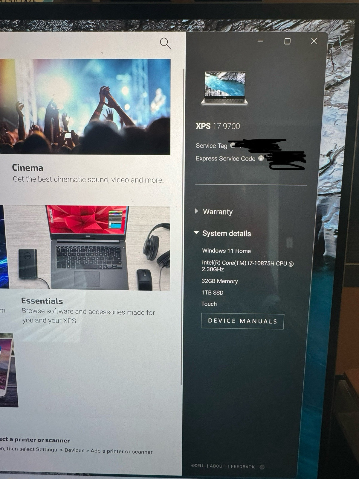 Dell XPS 17 9700 – UHD+ Touch, i7 2.3 GHz, 32GB 1TB SSD, NVIDIA GeForce RTX 2060