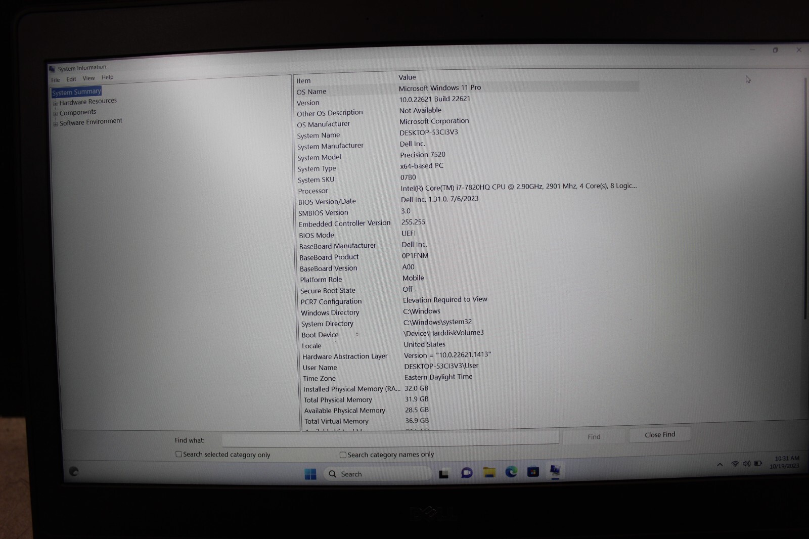 Dell Precision7520 I7-7820HQ-512NvME SSD&1TB HDD 32GB DDR4 Win11Pro