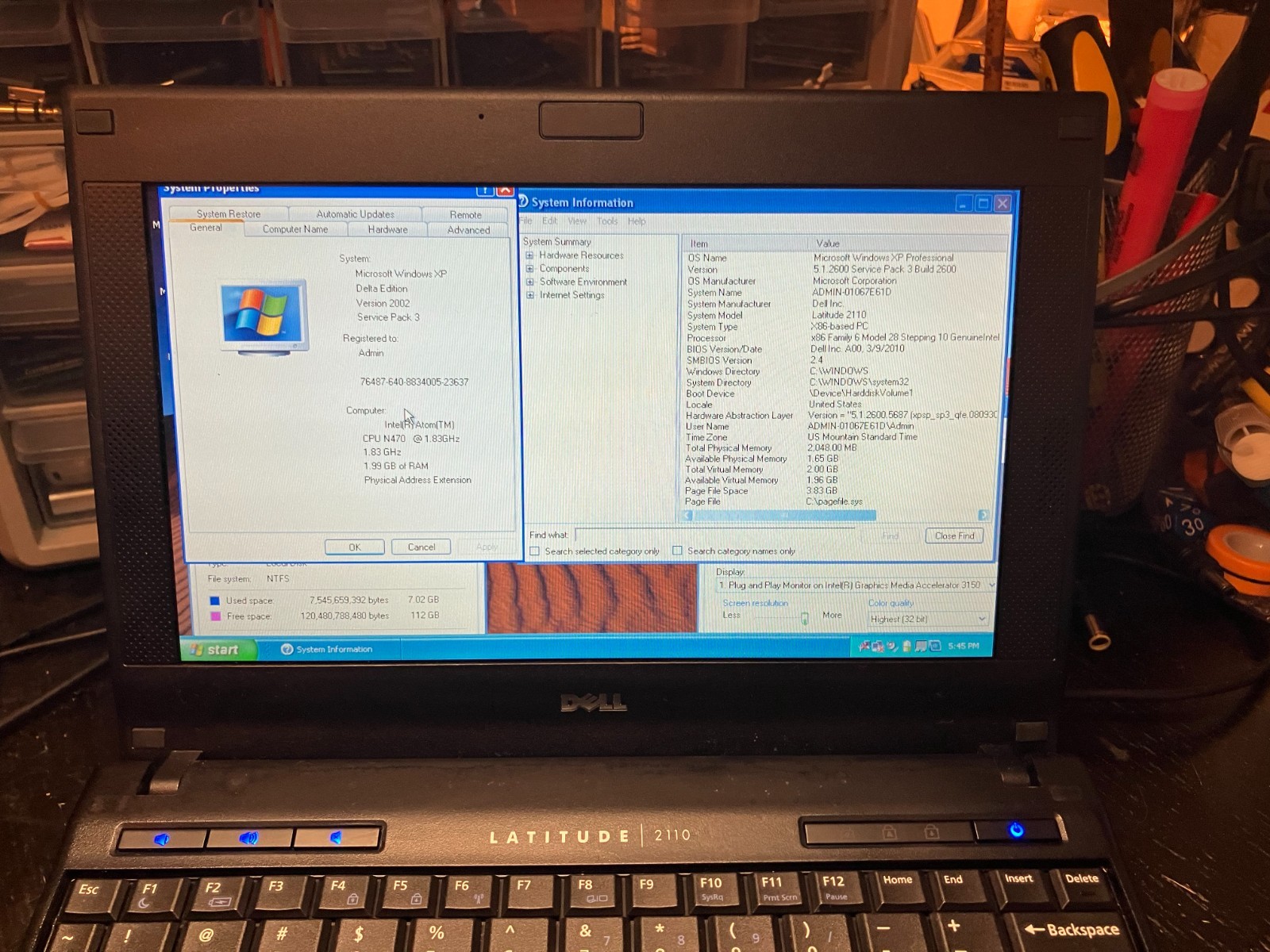 Dell Latitude 2110 10″ Vintage Laptop Atom 1.8GHz 2GB RAM 120GB SSD Win XP Wifi