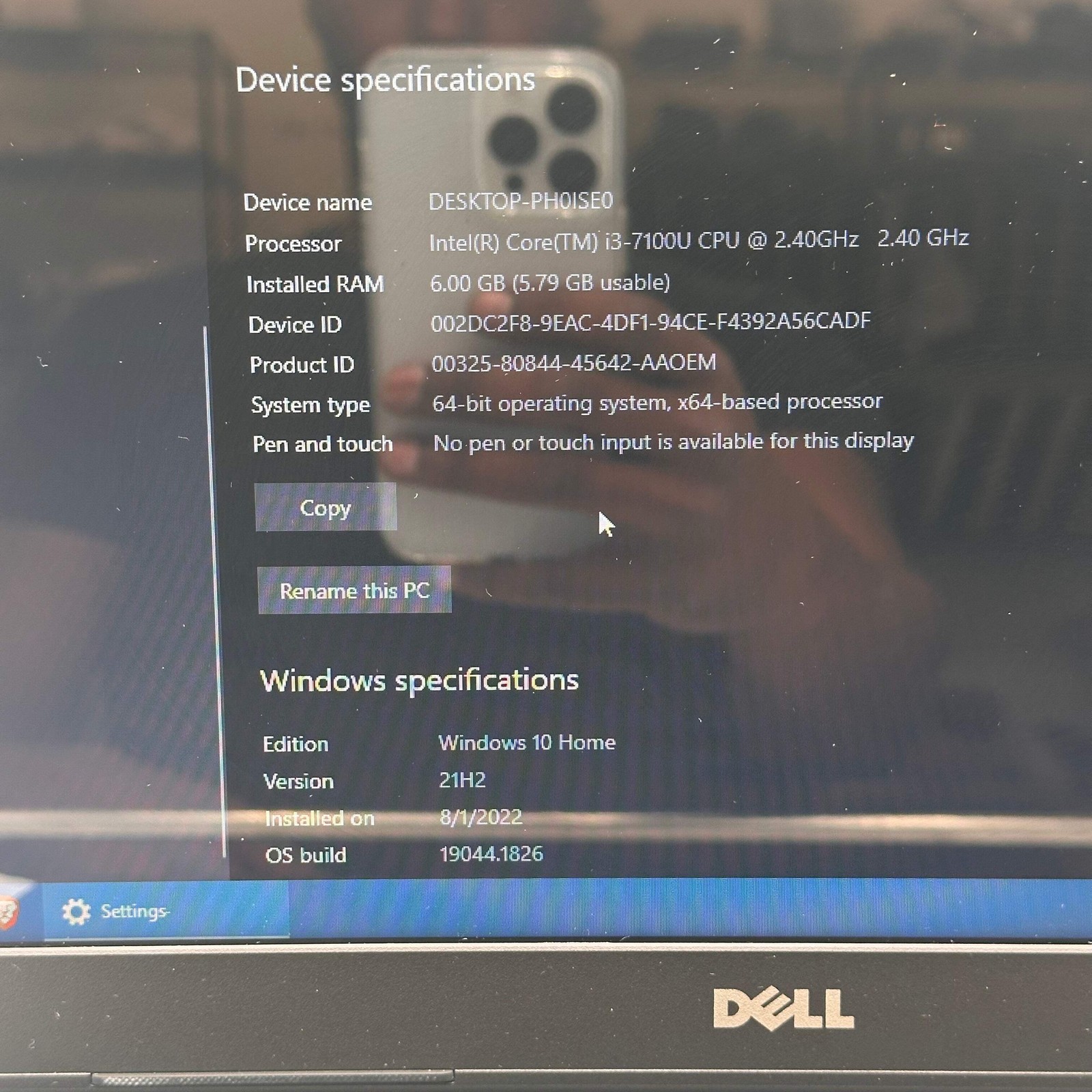Dell Inspiron 15 i3-7100U 14.5-inch 6GB RAM 256GB SSD Laptop