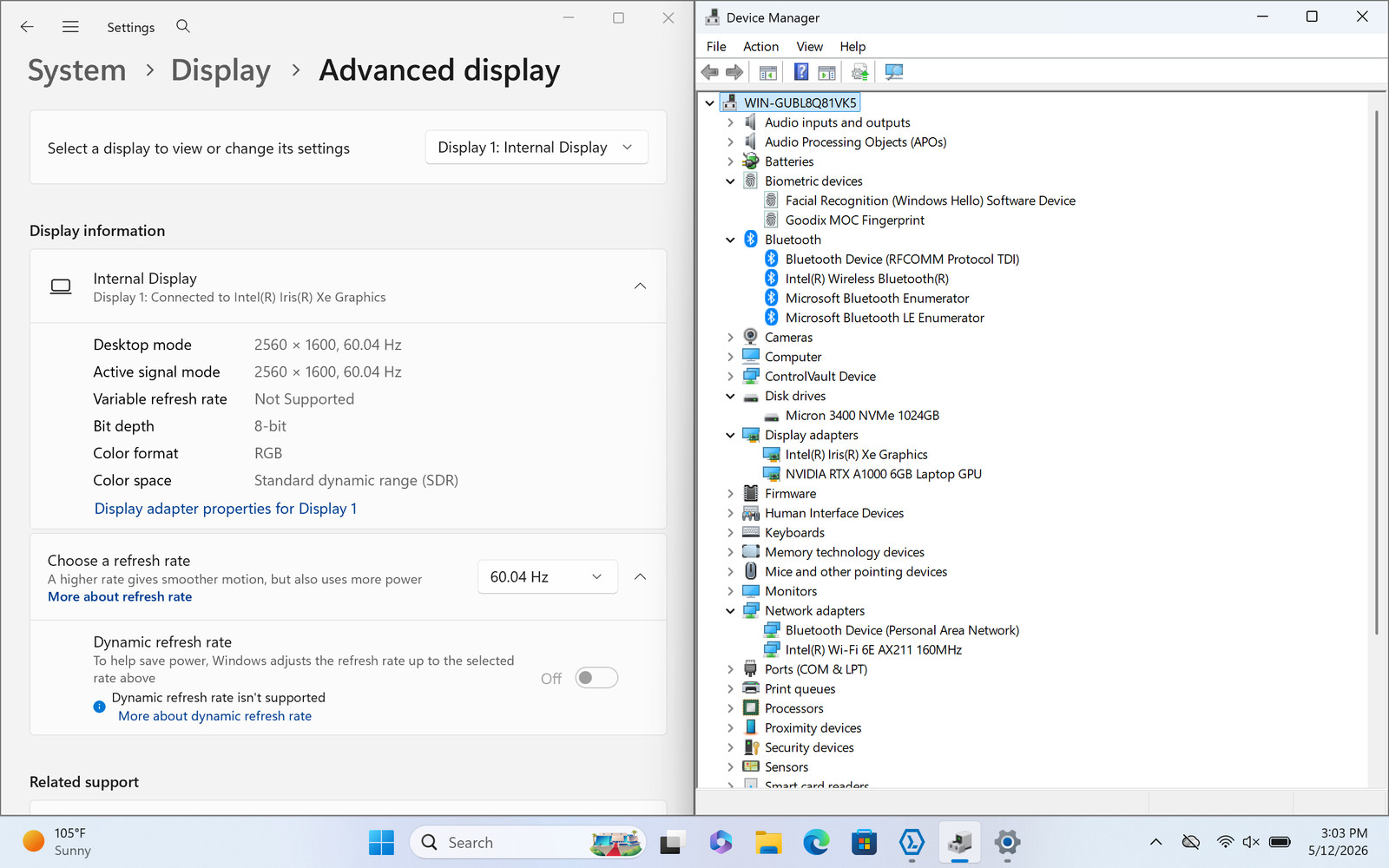 Dell Precision 5480 14″ 2560 x 1600 Touch I7-13800H 1TB 32GB W11P RTX A1000