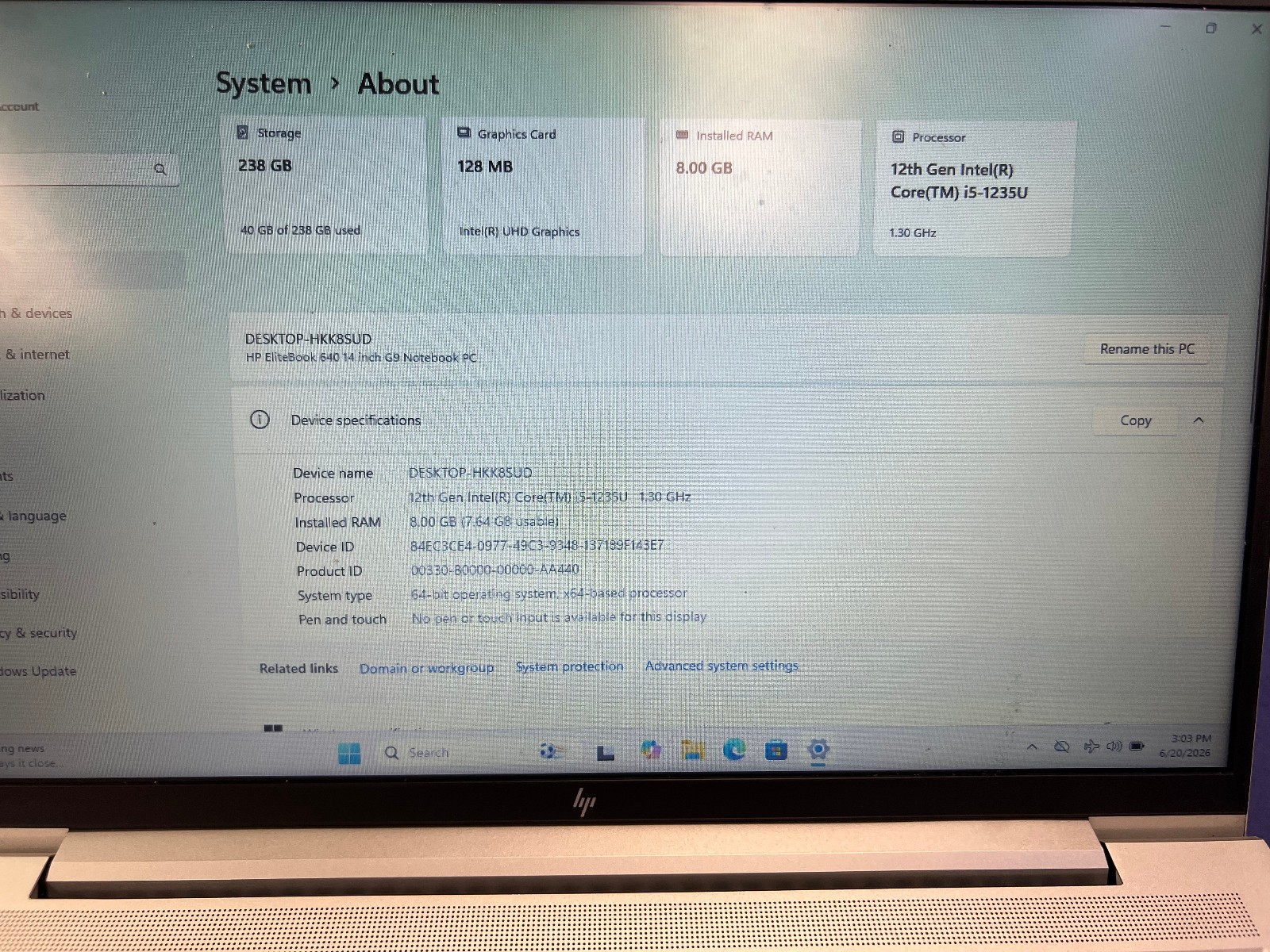 HP EliteBook 640 G9 / Core i5-1235U 8GB/256GB