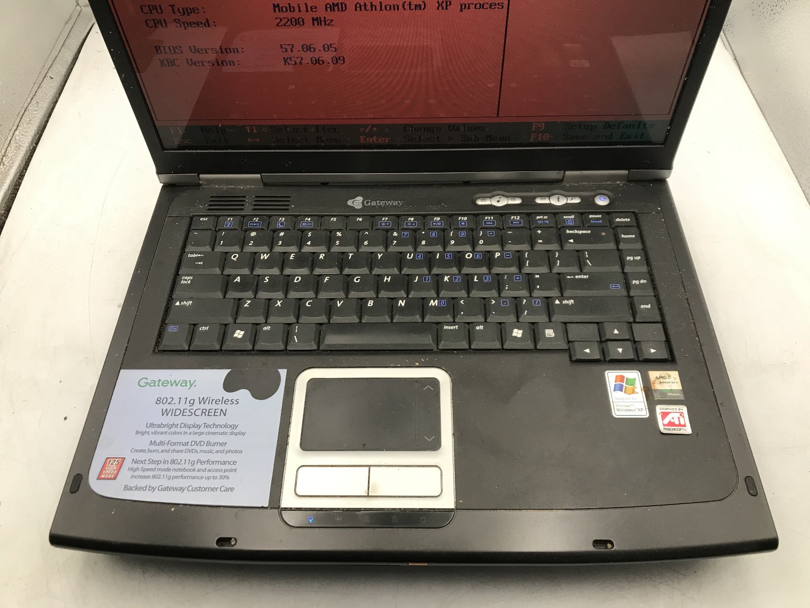 GATEWAY 7210 LAPTOP – BOOTS TO BIOS – AMD ATHLON XP – 1MB RAM – READ DESC – BB!!