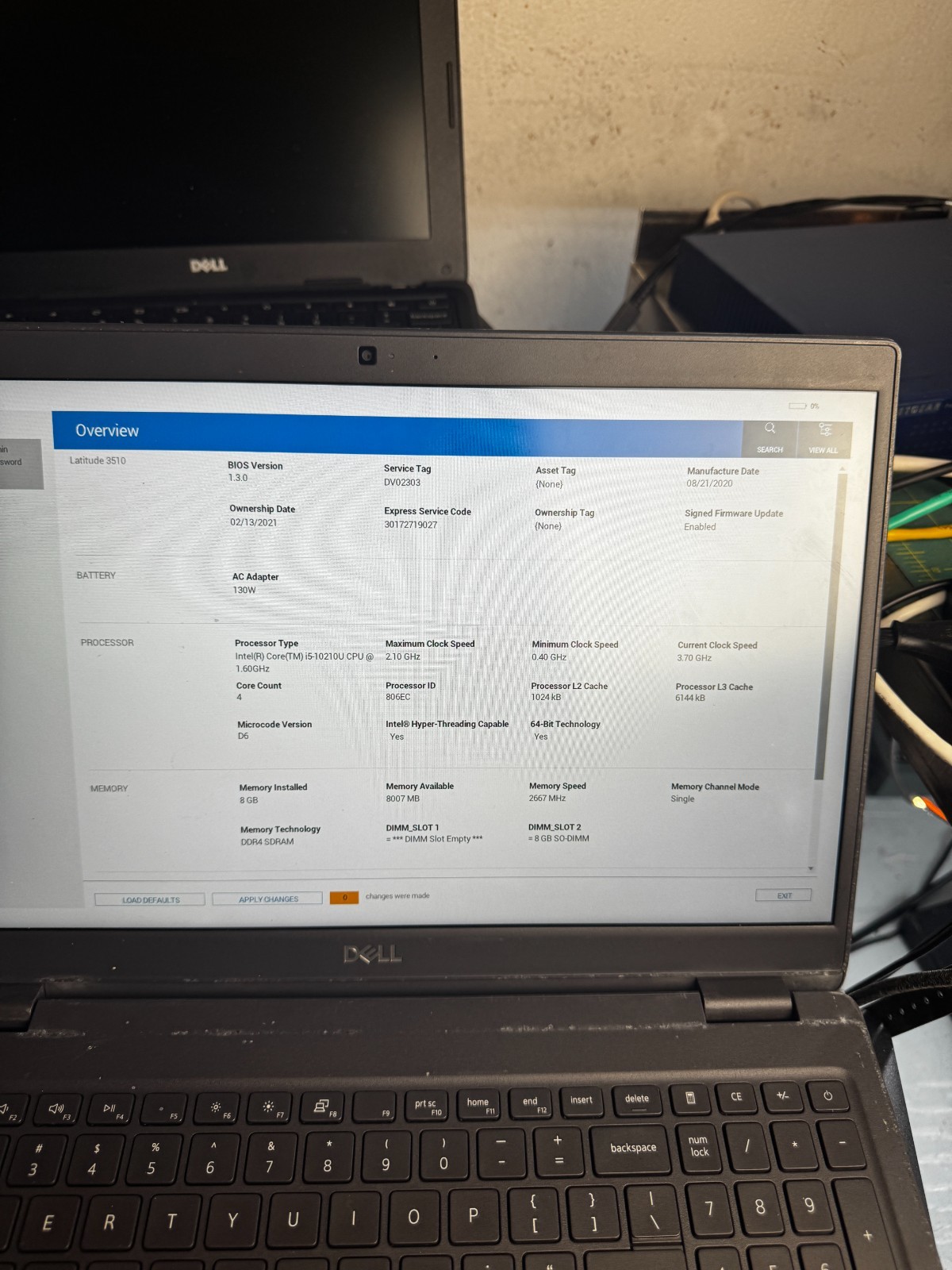 Dell Precision 3510 Core I5-10210U Laptop For Parts/Repair #6254