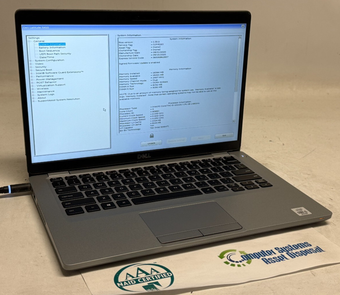 Dell Latitude 5410 14″ (i5-10210u 1.60GHz – 16GB RAM – 256GB SSD – Win11Home)