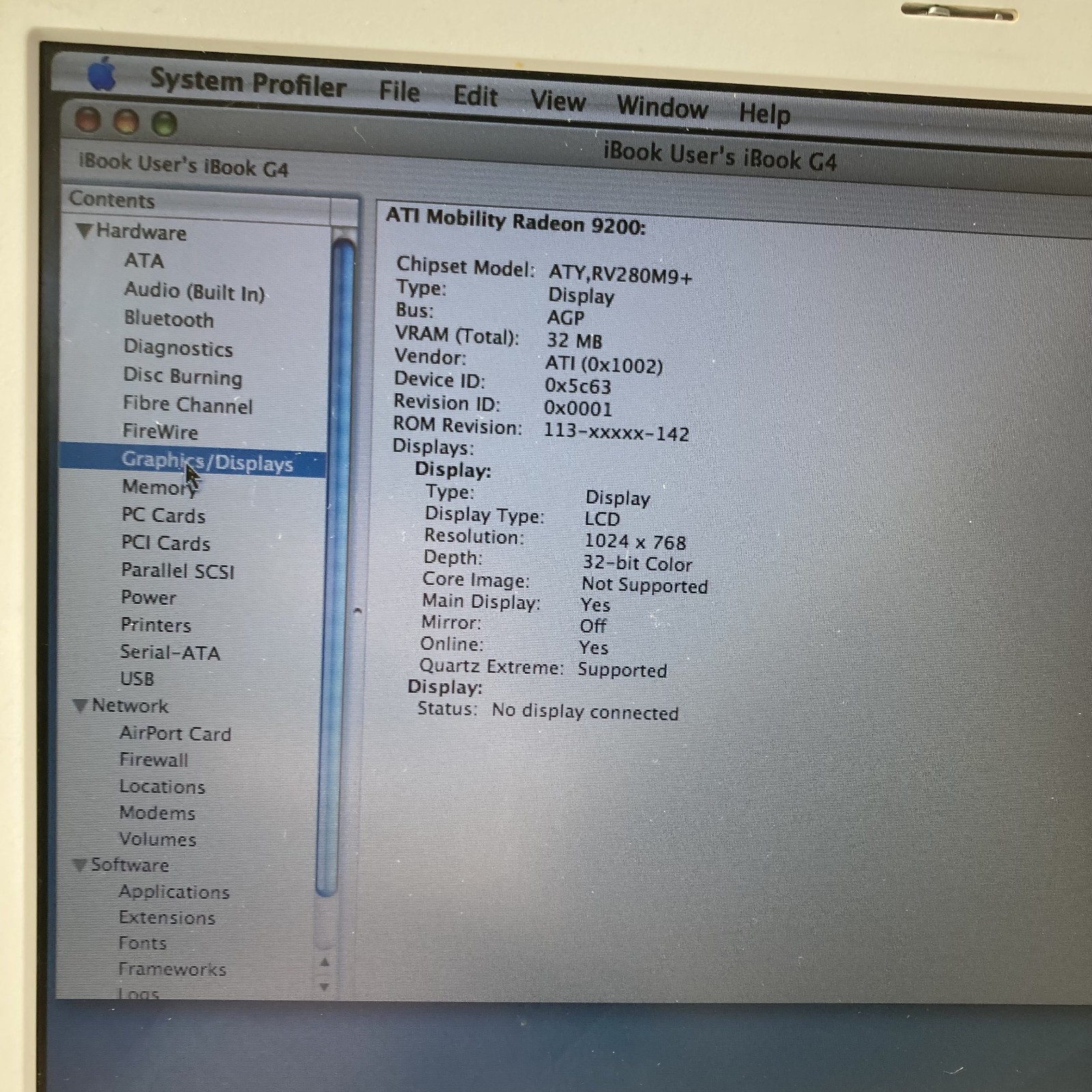 Apple iBook A1054 G4 PowerPC@1.20GHz 1.25GB Ram 30GB HDD OS 109 Battery Cycles