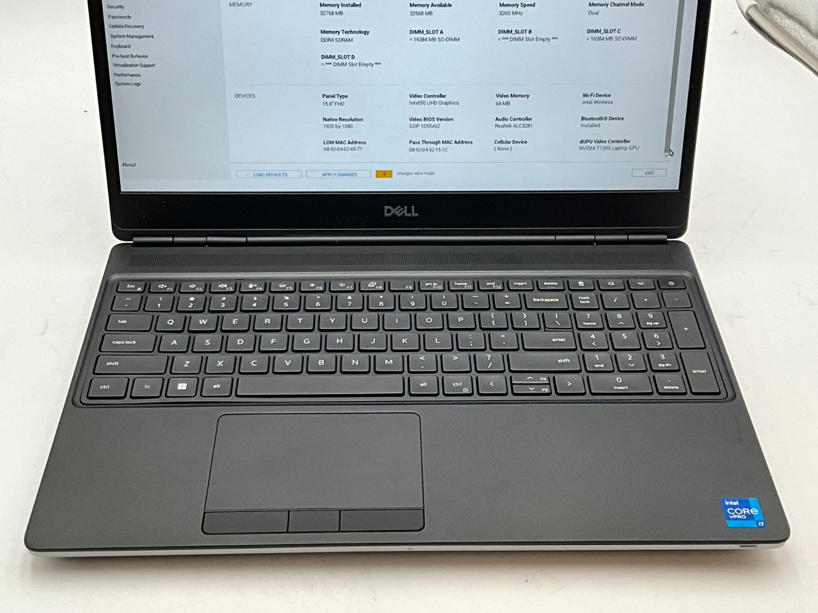 DELL Precision 7560 i7-11850H 2.50 32GB 1tb T1200 15.6″ WIN11 laptop C5F57M3