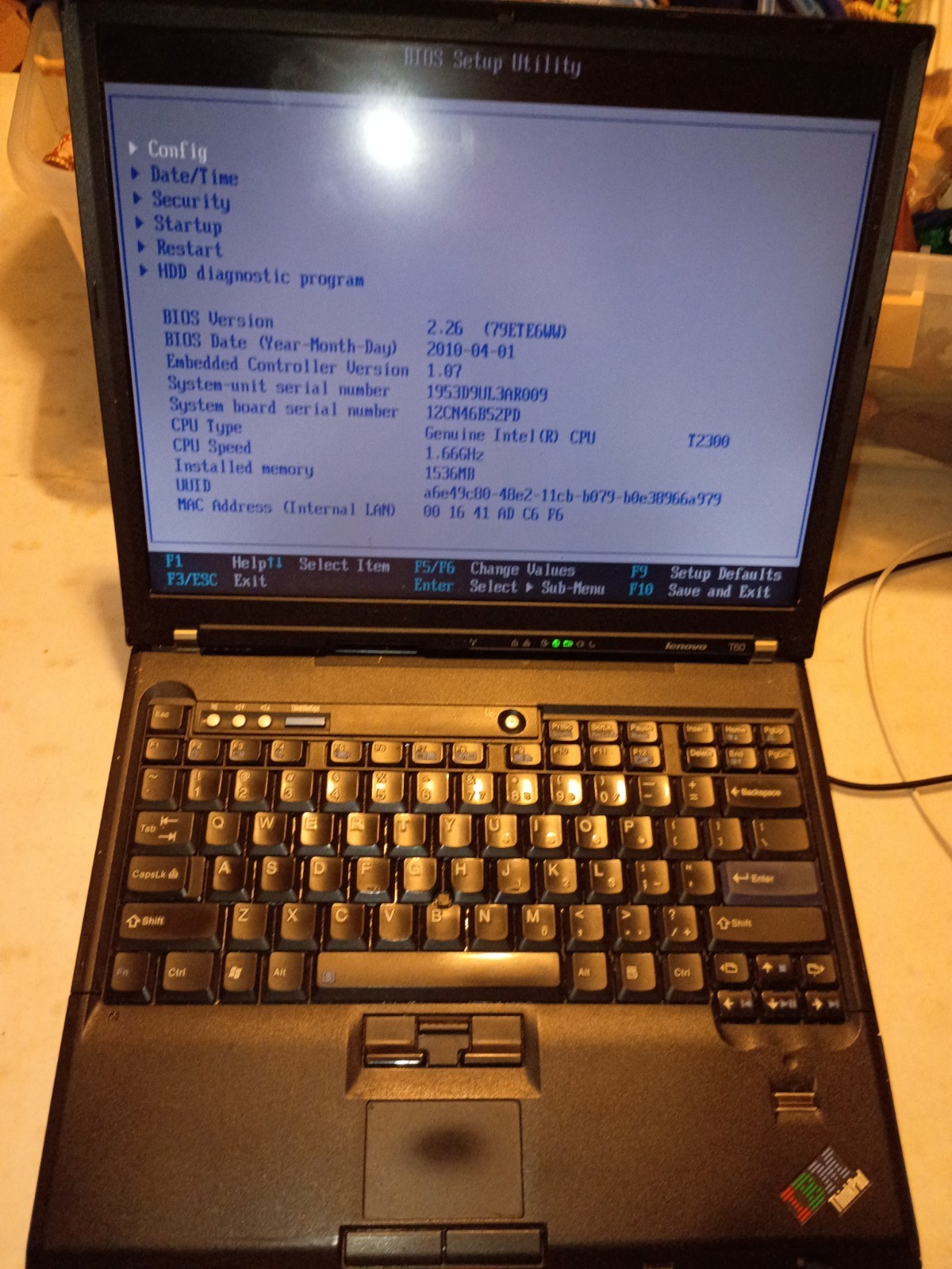 Lenovo IBM ThinkPad T60 Laptop Type 1953-D9U 14.1″