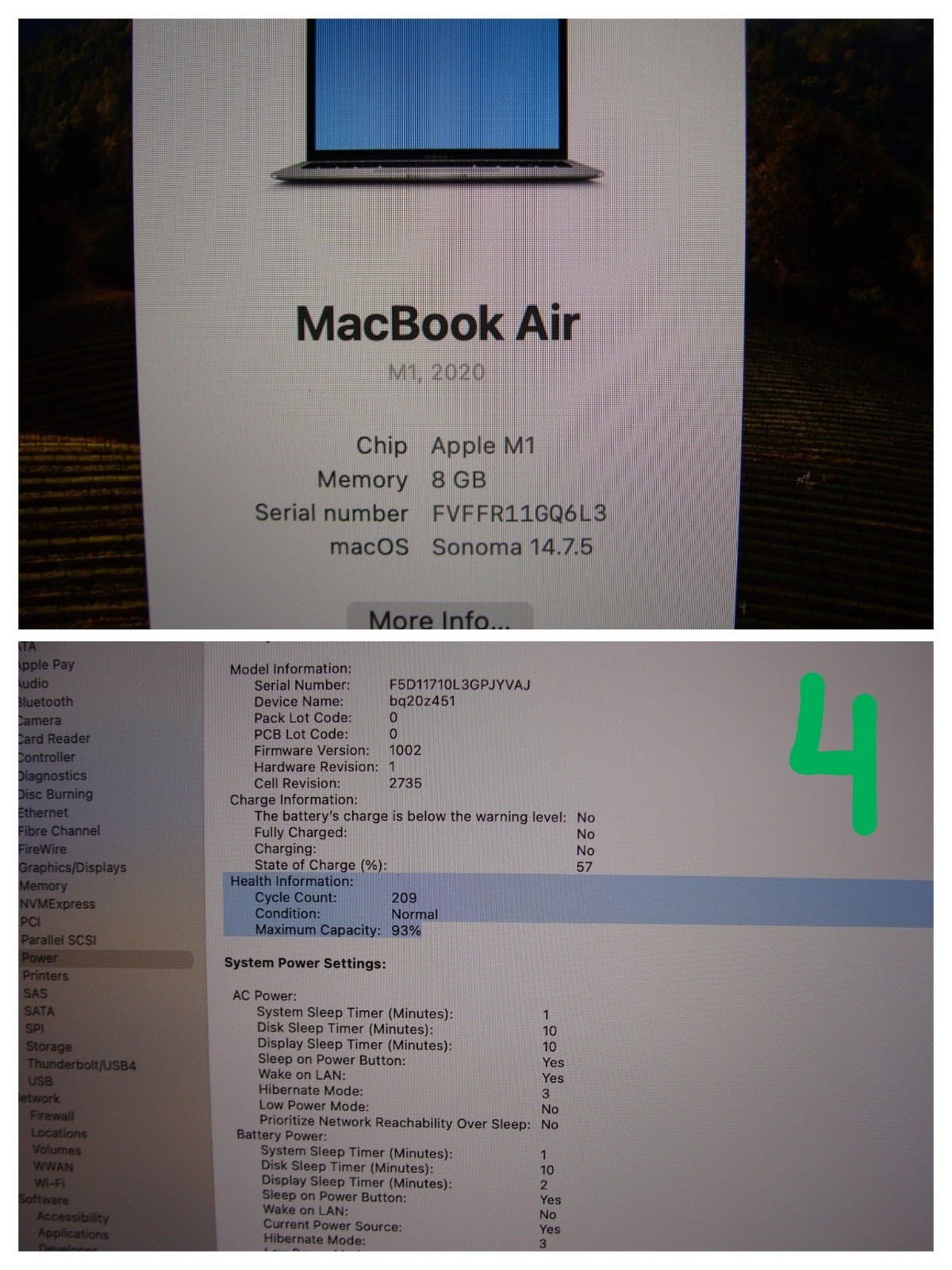 Apple MacBook Air A2337 13.3″ M1 (2020) 8CPU/7GPU 8GB 128GB MGN63LL/A +Charger