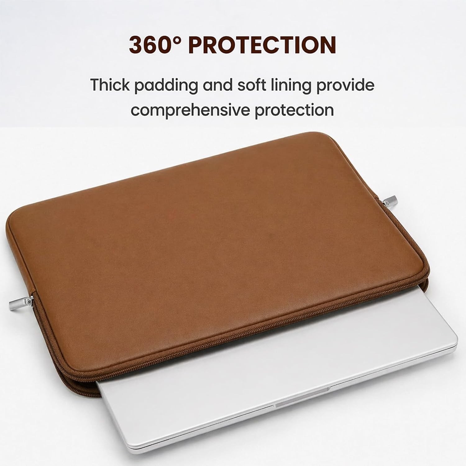 14 Inch Laptop Sleeve Soft PU Leather Case Protective Water Resistant Zipper Cov