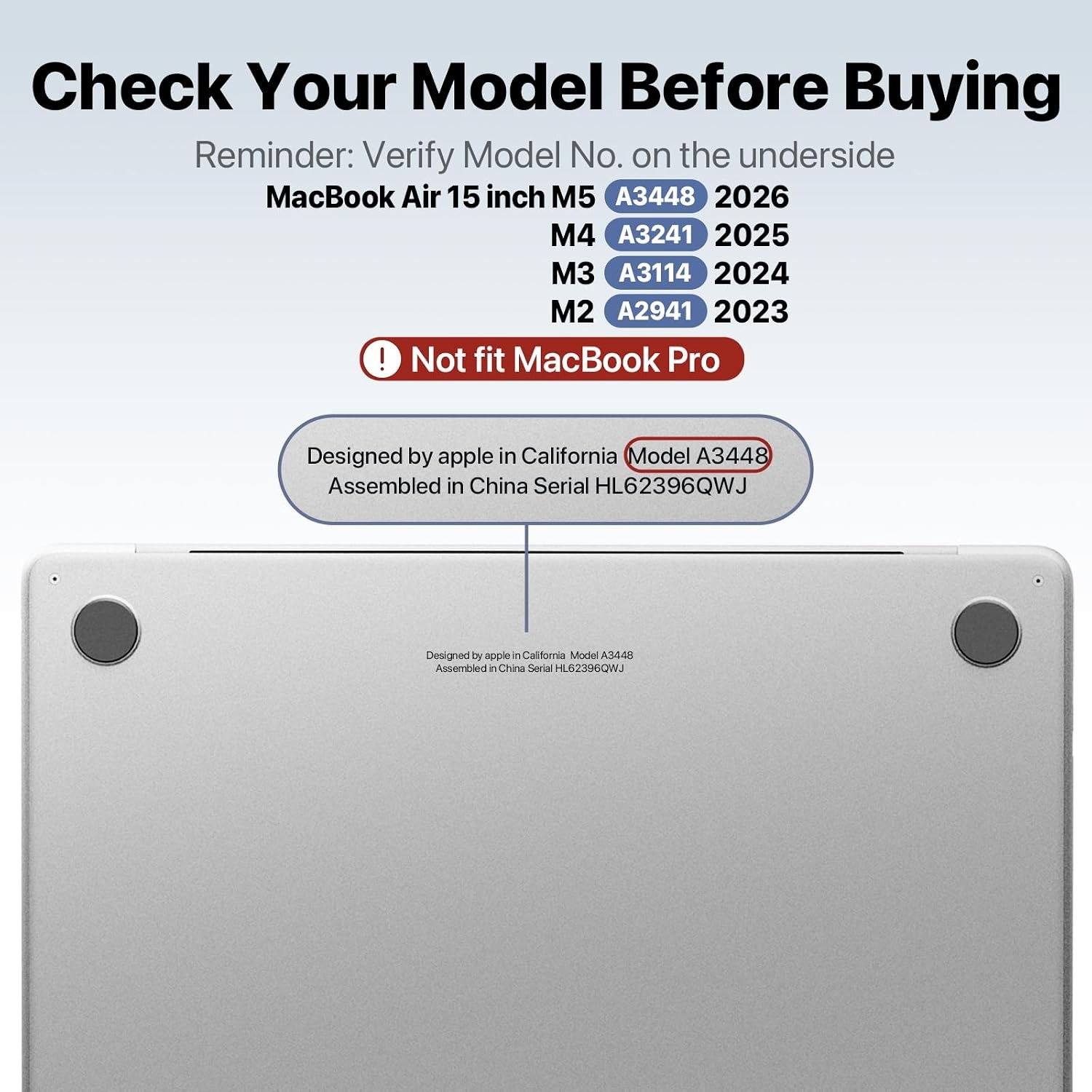 for MacBook Air 15 inch Case, Easy to Snap on, Hard Shell Protective Laptop Cove