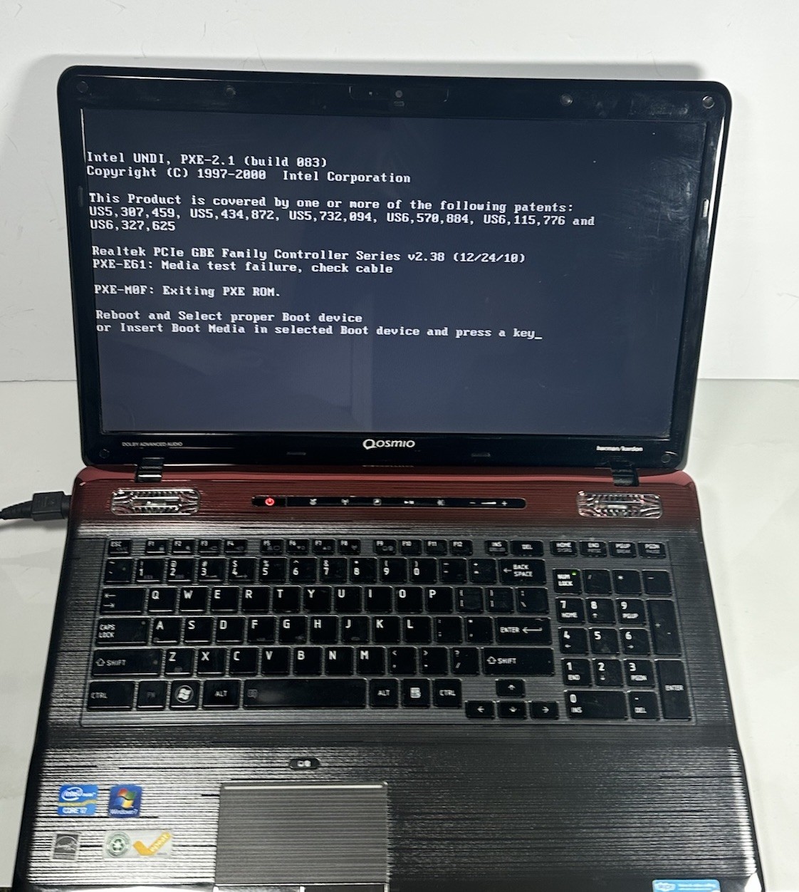 Toshiba Qosmio X770 17” i7-2670QM 8GB Boots BIOS No HDD OEM Charger VG+