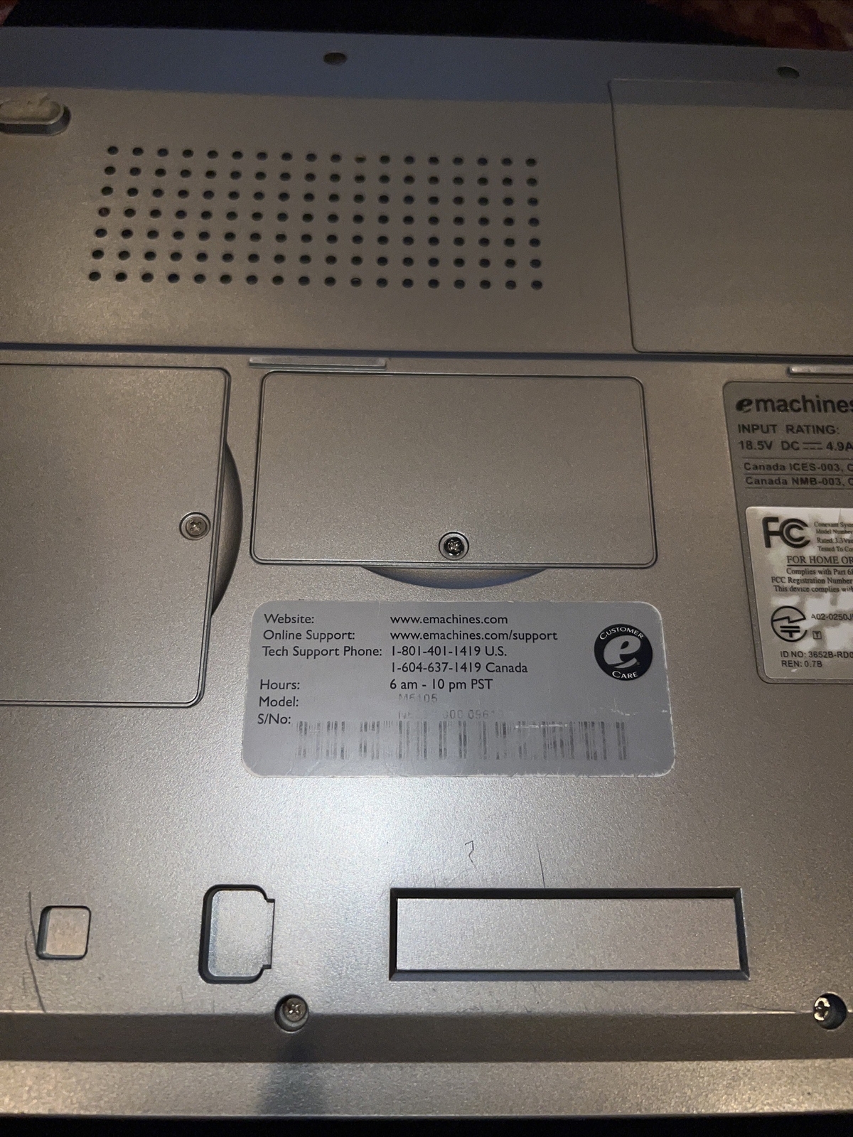 Emachines M5105 Laptop For Parts Only No Hard drive No Cord