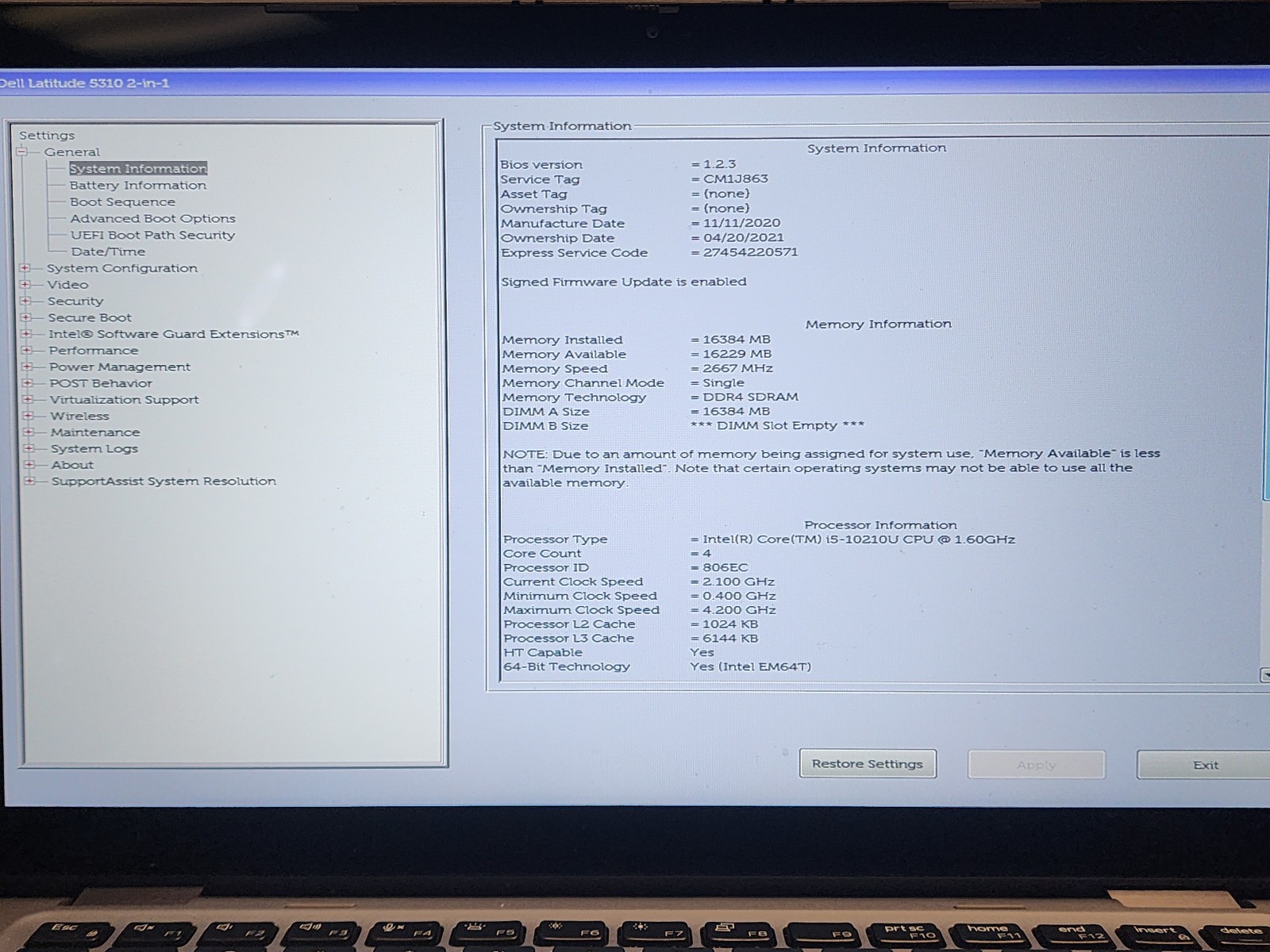 Dell Latitude 5310 2-in-1 Touch Convertible i5-10210U 16GB RAM NO SSD NO OS