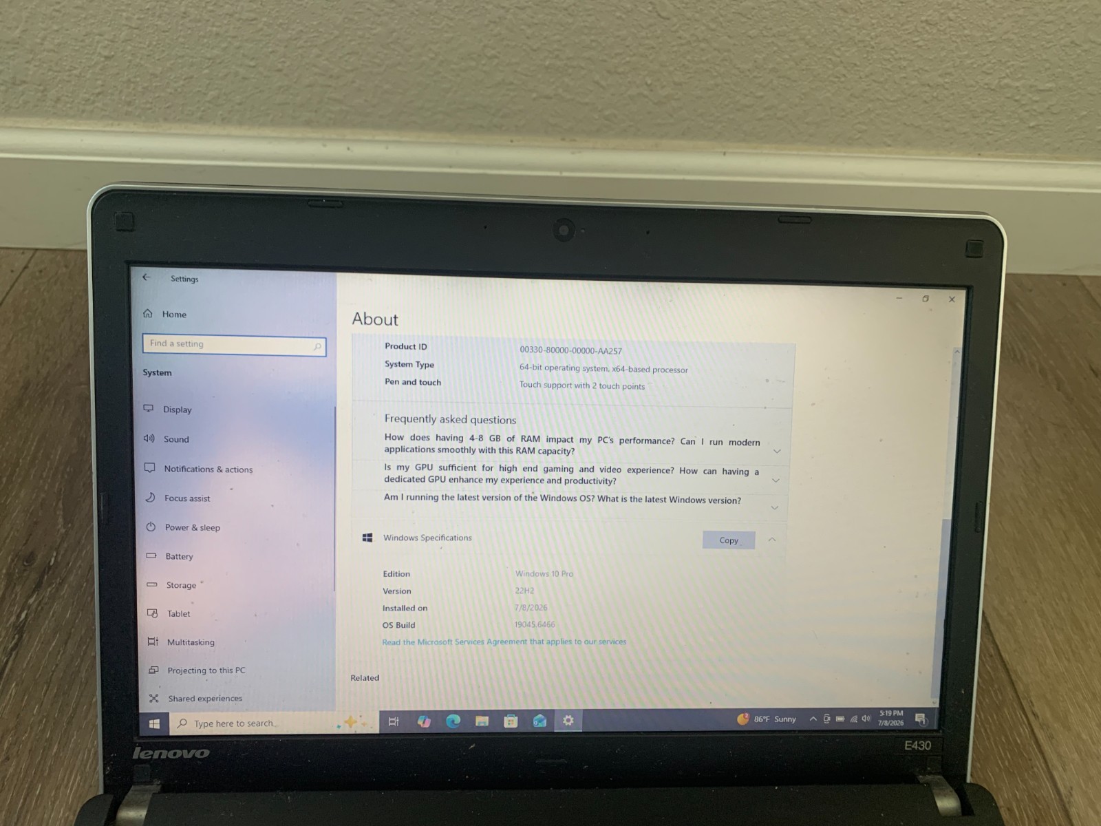 Lenovo ThinkPad E430 14″ Intel Core i5-3210M 2.50GHz 6GB RAM 500GB HDD Win 10