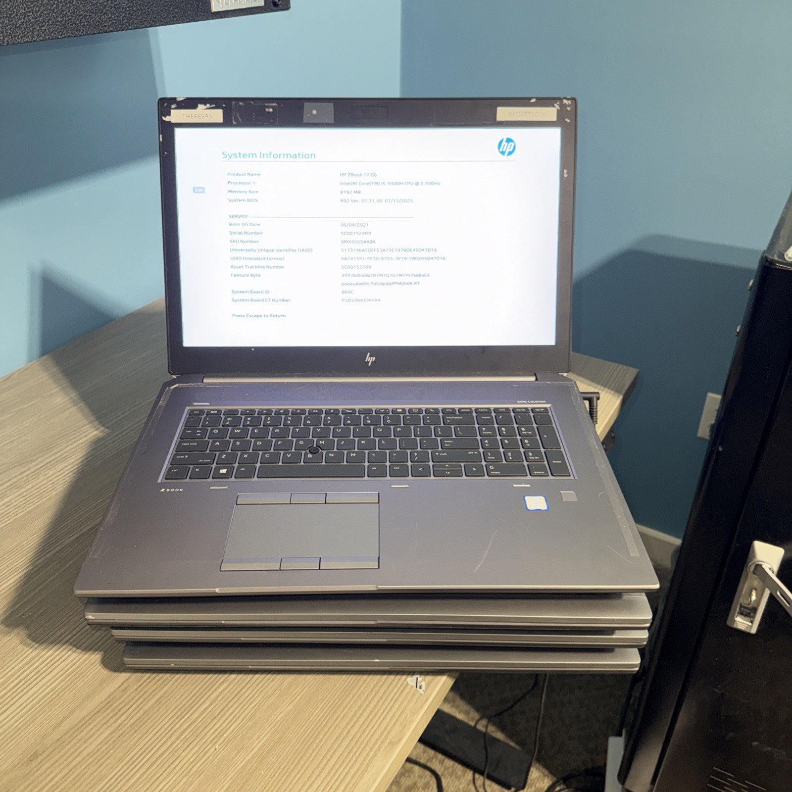 Lot of (4) HP ZBook 17 G5 G6 17″ Laptops Intel Core i5 8th 9th Gen 8GB RAM *READ