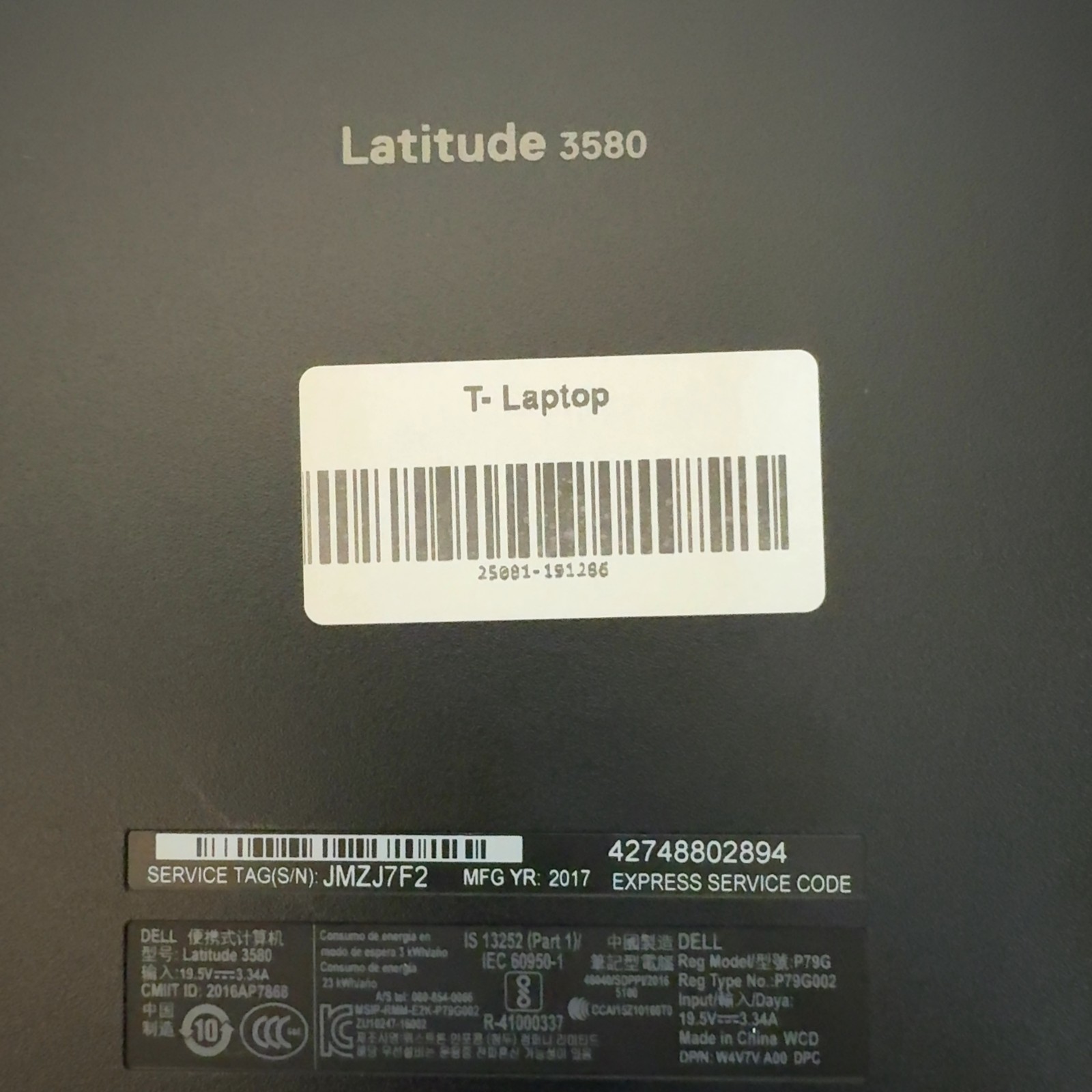 Lot of 6 Dell Latitude 3580 i7-7500U 2.7GHz 15.6″ 4GB RAM, No HDD/SSD