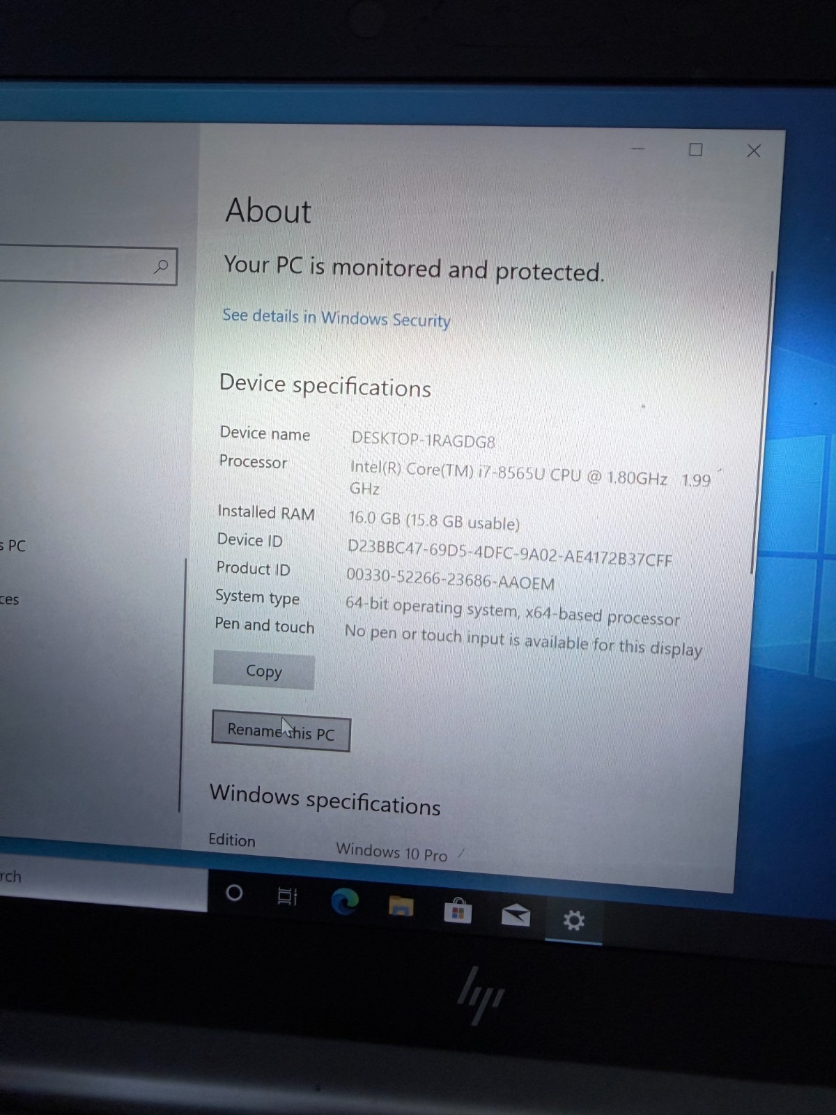 HP EliteBook 840 G6-i7-8565U- 1.80GHz|16GB RAM|512GB SSD|Window 10 Inc AC Power