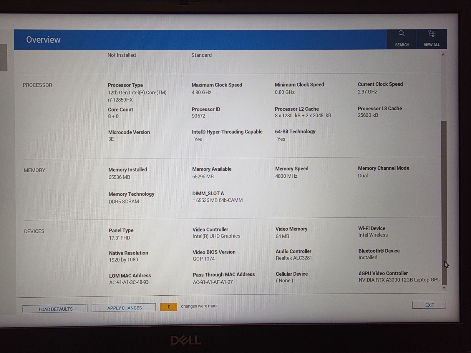 Dell Precision 7770 17.3″ i7-12850HX 16cr 64GB 1TB NV RTX A3000-12GB Win 11 Pr