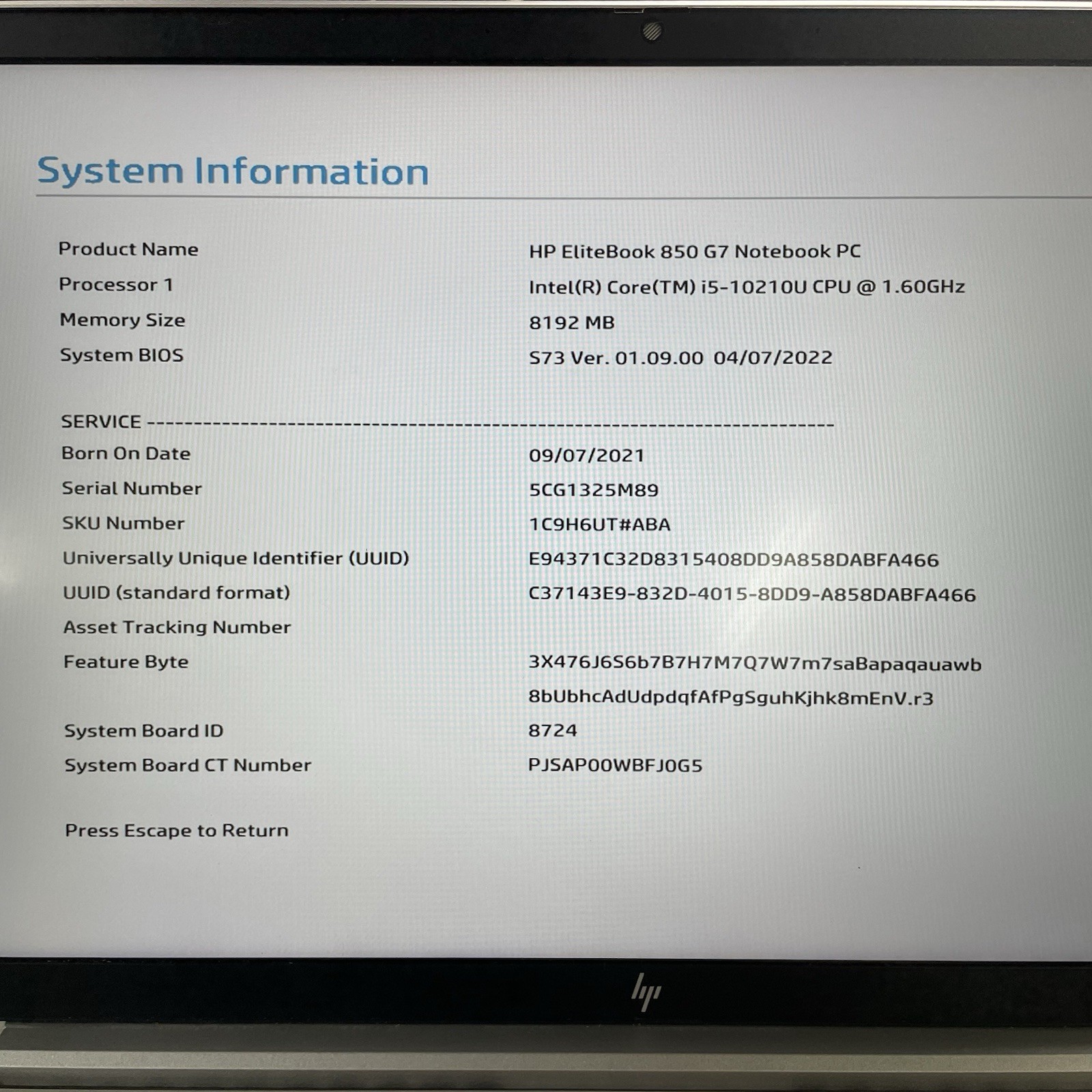 HP EliteBook 850 G7 15.6″ i5-10210U 1.60 GHz 8 GB RAM No SSD/OS/AC – Bad Edge