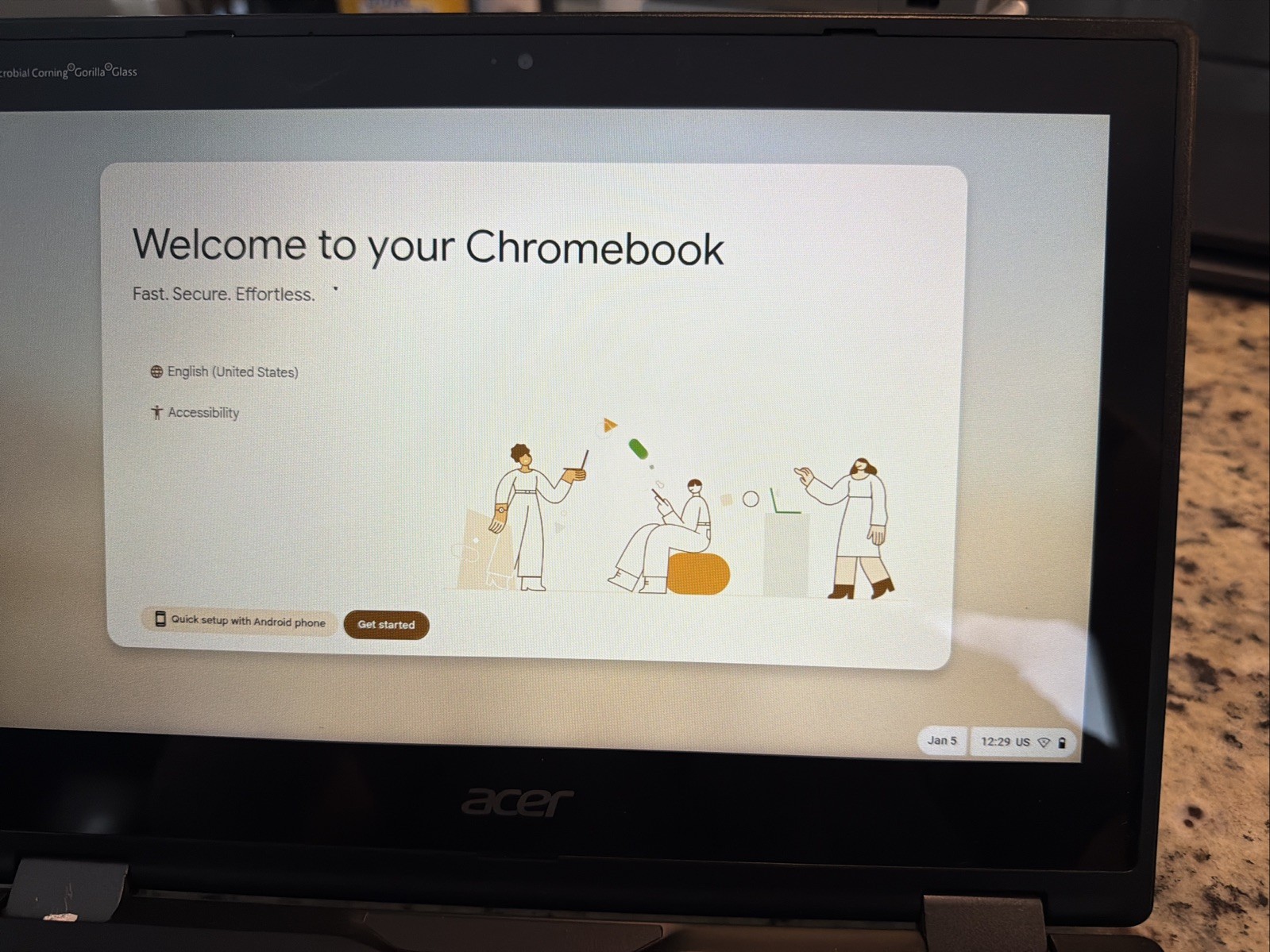 lenovo chromebook R752T 32Gb Clean Fast Shipping Power Cord Touchscreen