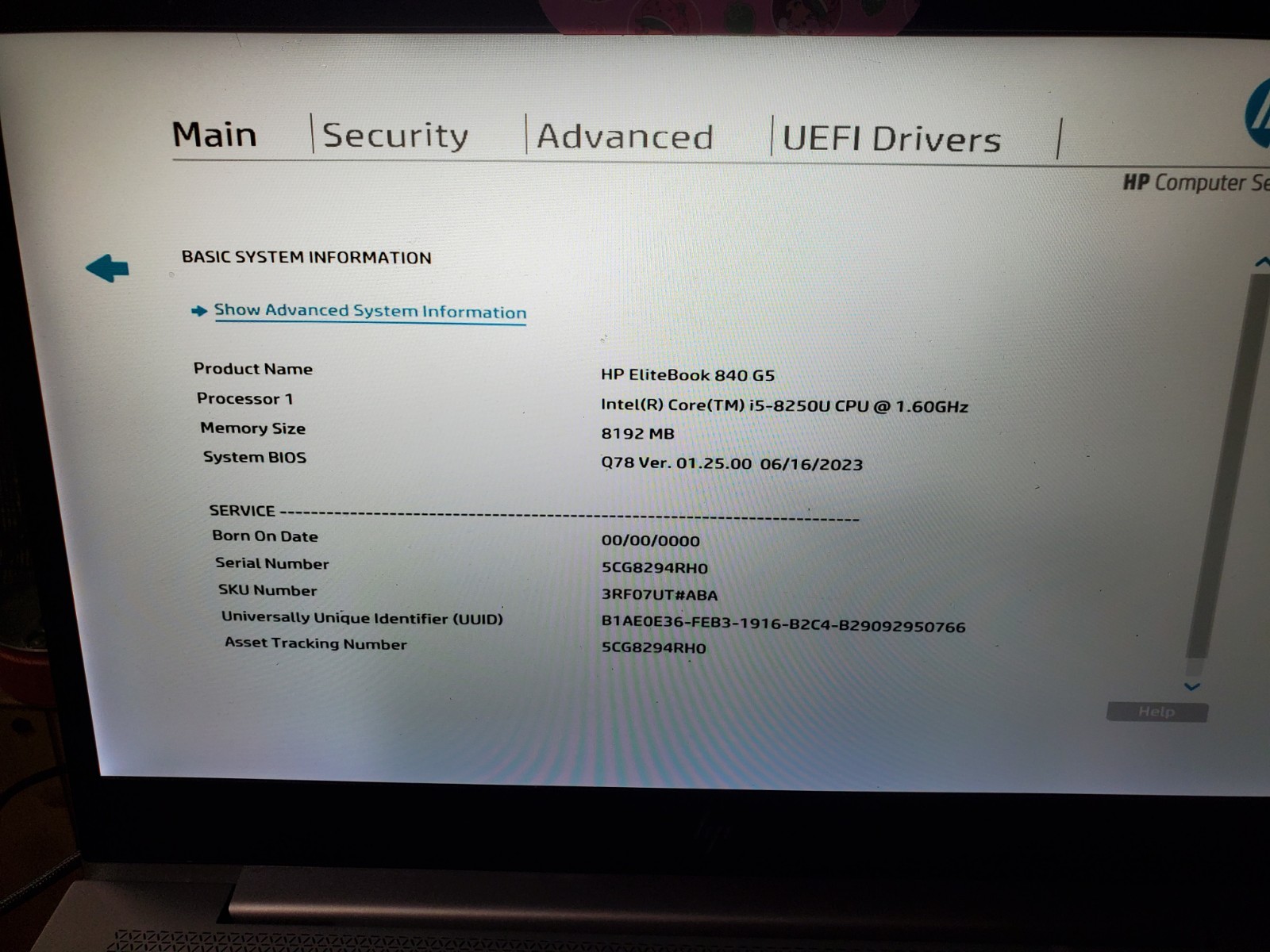 HP EliteBook 840 G5 Intel i5-8250U 256GB SSD 16GB RAM No OS/Power Supply
