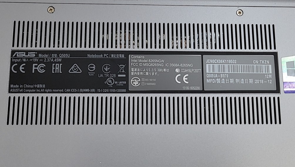 ASUS VivoBook Q505UAR Laptop Core I5-8250U 12GB 256GB SEE NOTES