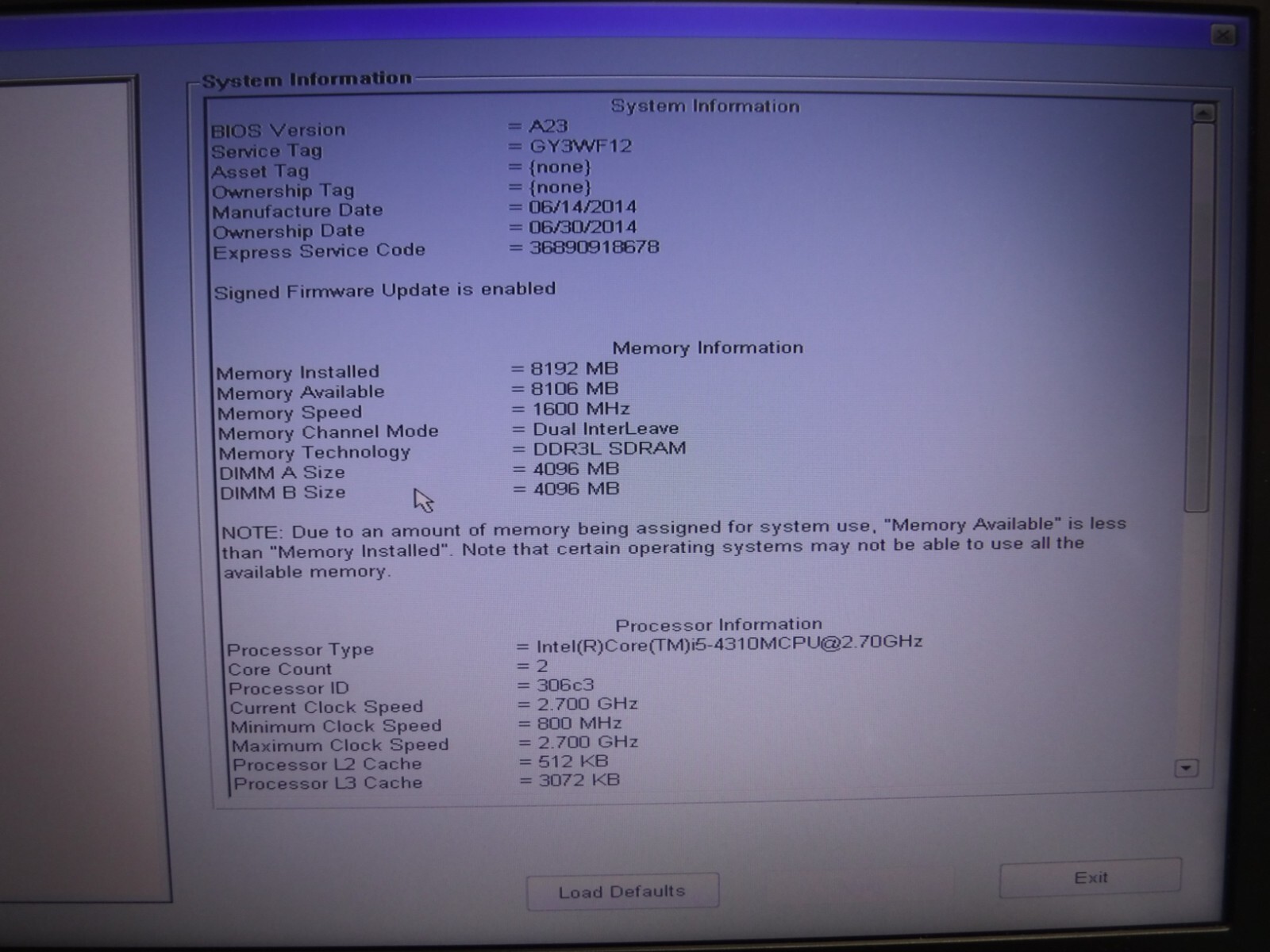 Dell Latitude E6440 14″ | 2.70GHz Dual Core i5-4310M | 8GB DDR3 RAM | NO HHD/OS.