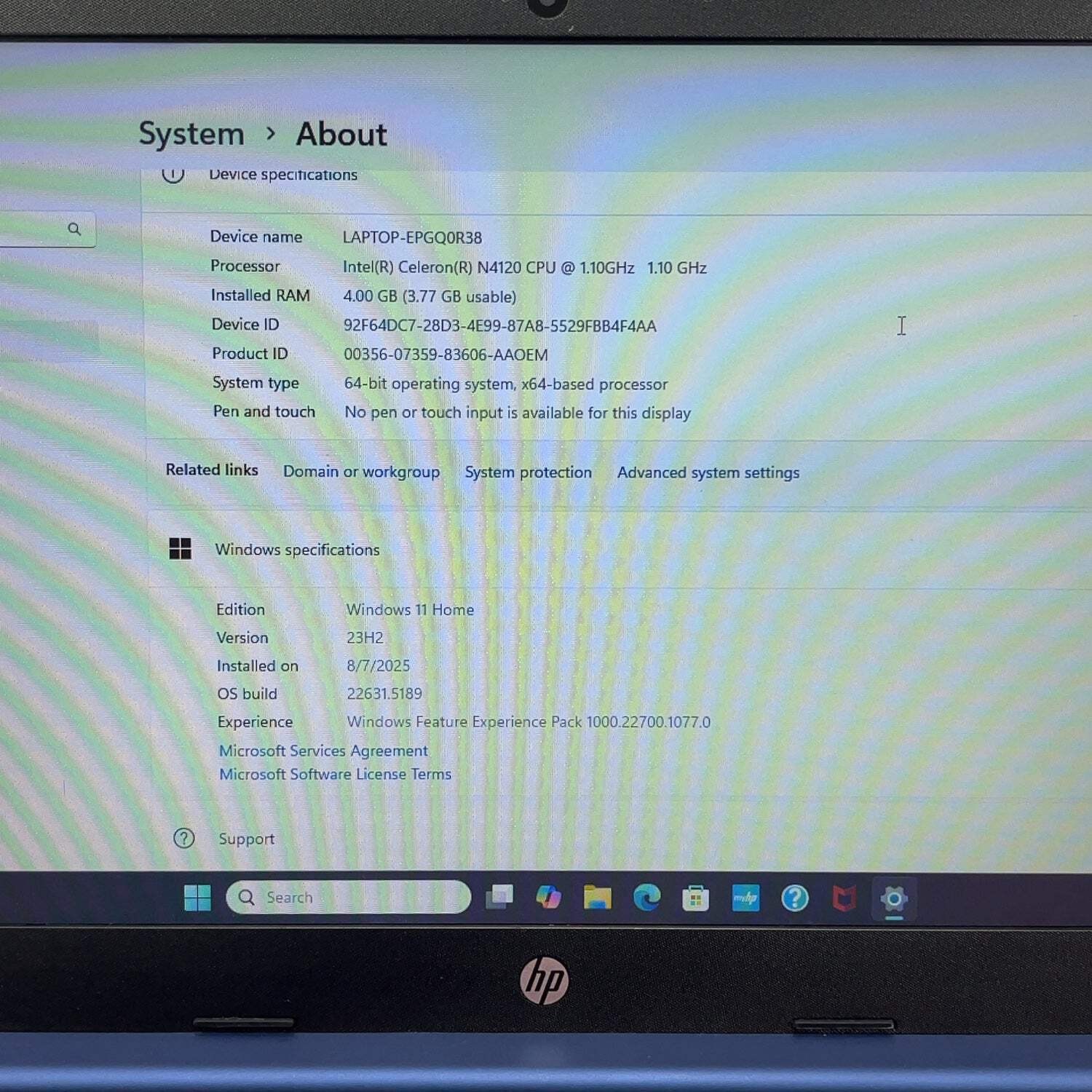 Broken HP Stream 14-CF2111WM 14″ N4120 1.1GHz 4GB RAM 64GB SSD Frame Chipped