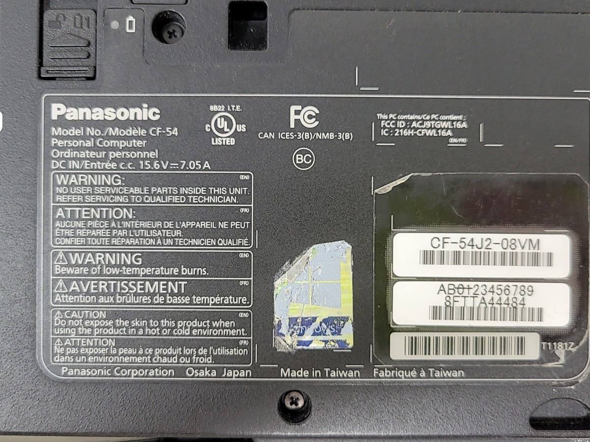 PANASONIC CF-54-3 Laptop Intel I5-7300U 8GB SEE NOTES