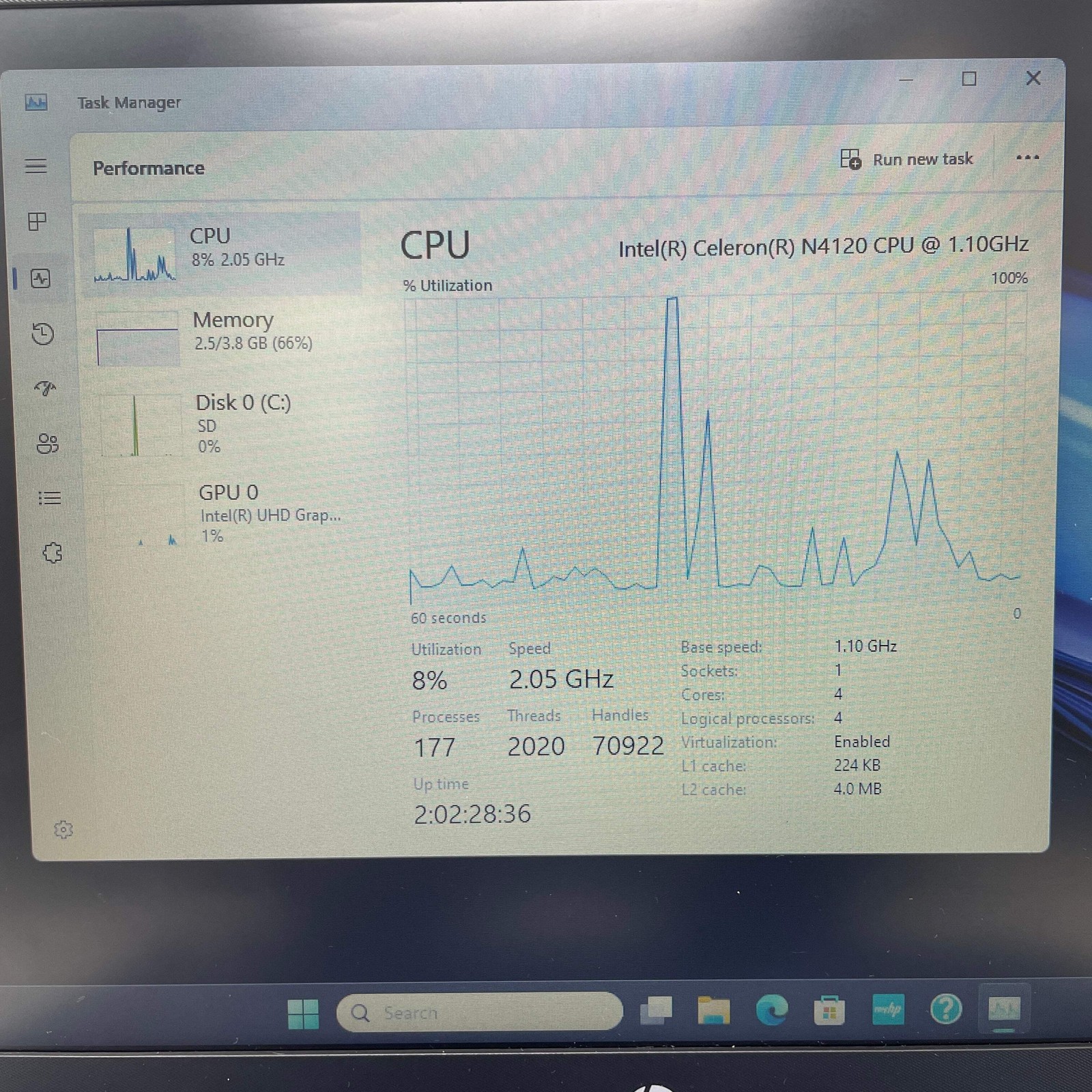 HP Laptop 14-cf2111wm Celeron N4120 1.1GHz 8GB RAM 64GB SD